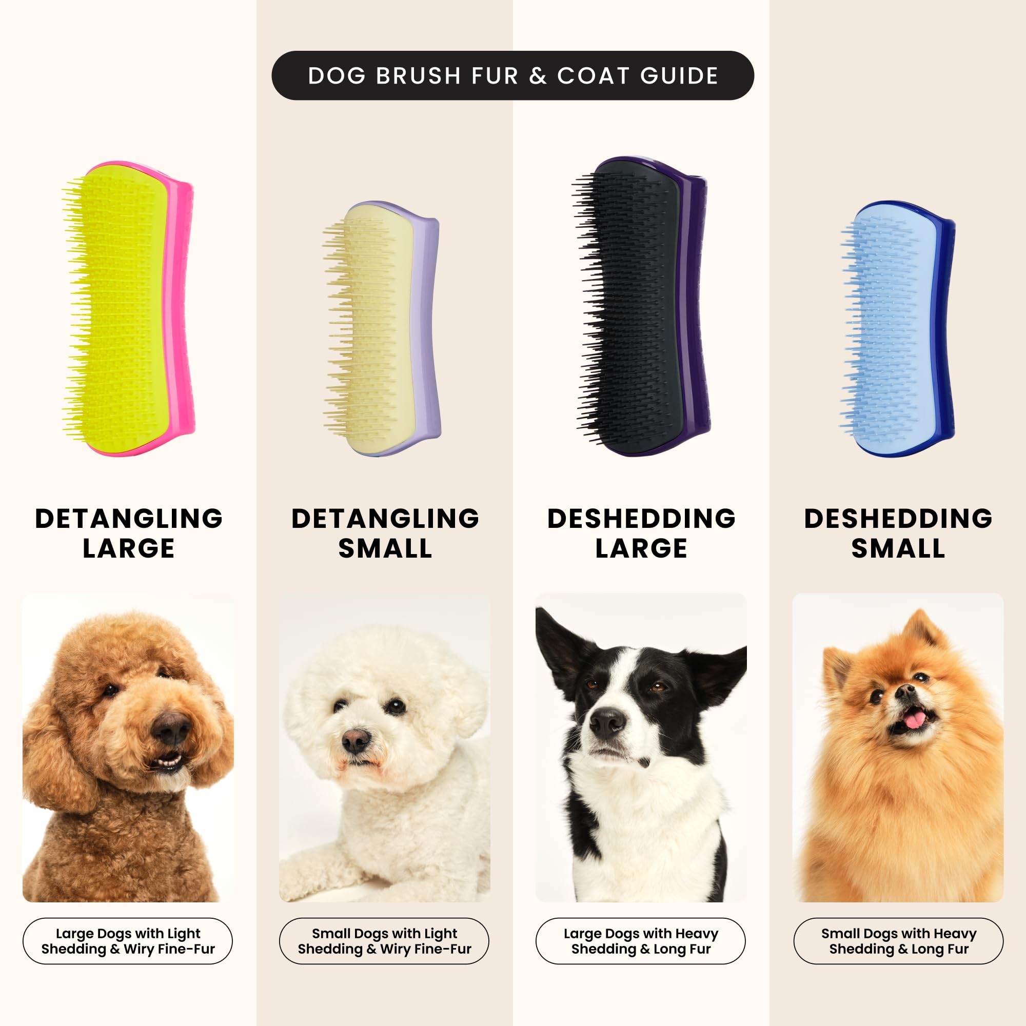 Pet Teezer Small Detangling Dog Grooming Brush - Ergonomic Design, Gentle Polymer Teeth, Dual-Tier System | Lilac & Yellow 8