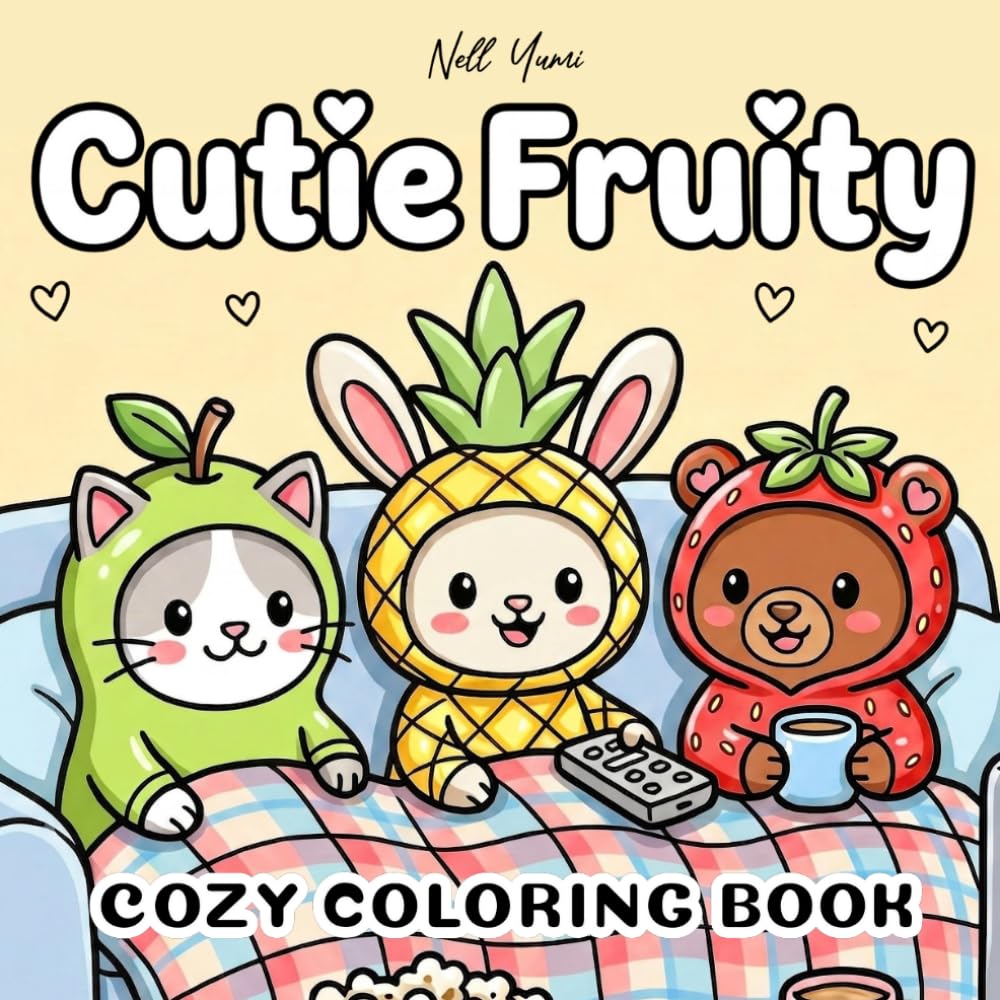 Nell Yumi Cutie Fruity: Cozy Coloring Book for Adults and Teens | 42 Pages | Paperback 1