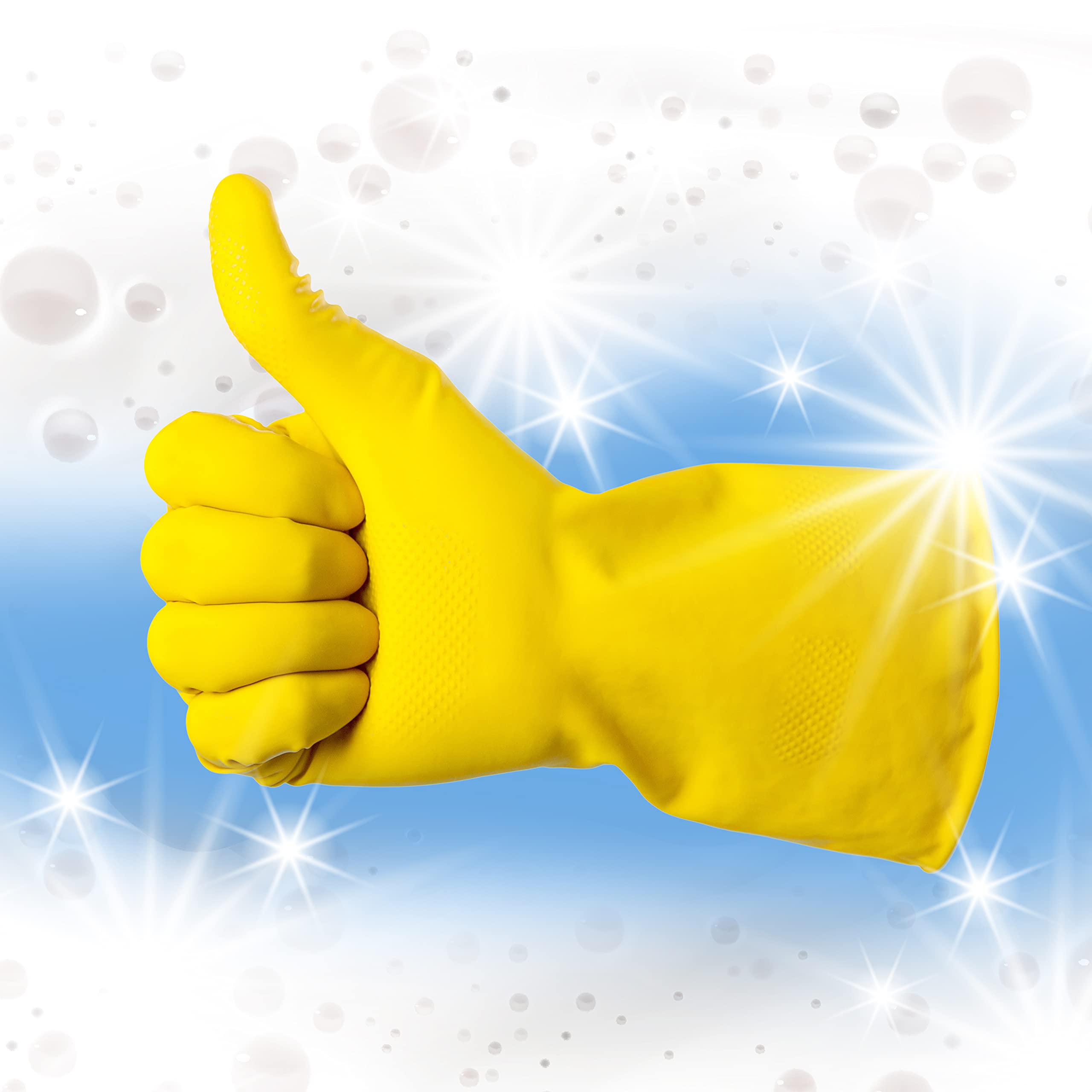Duzzit Household Gloves - 100% Latex, Comfort Fit Lined, Yellow, Size M (Pack of 2) 4