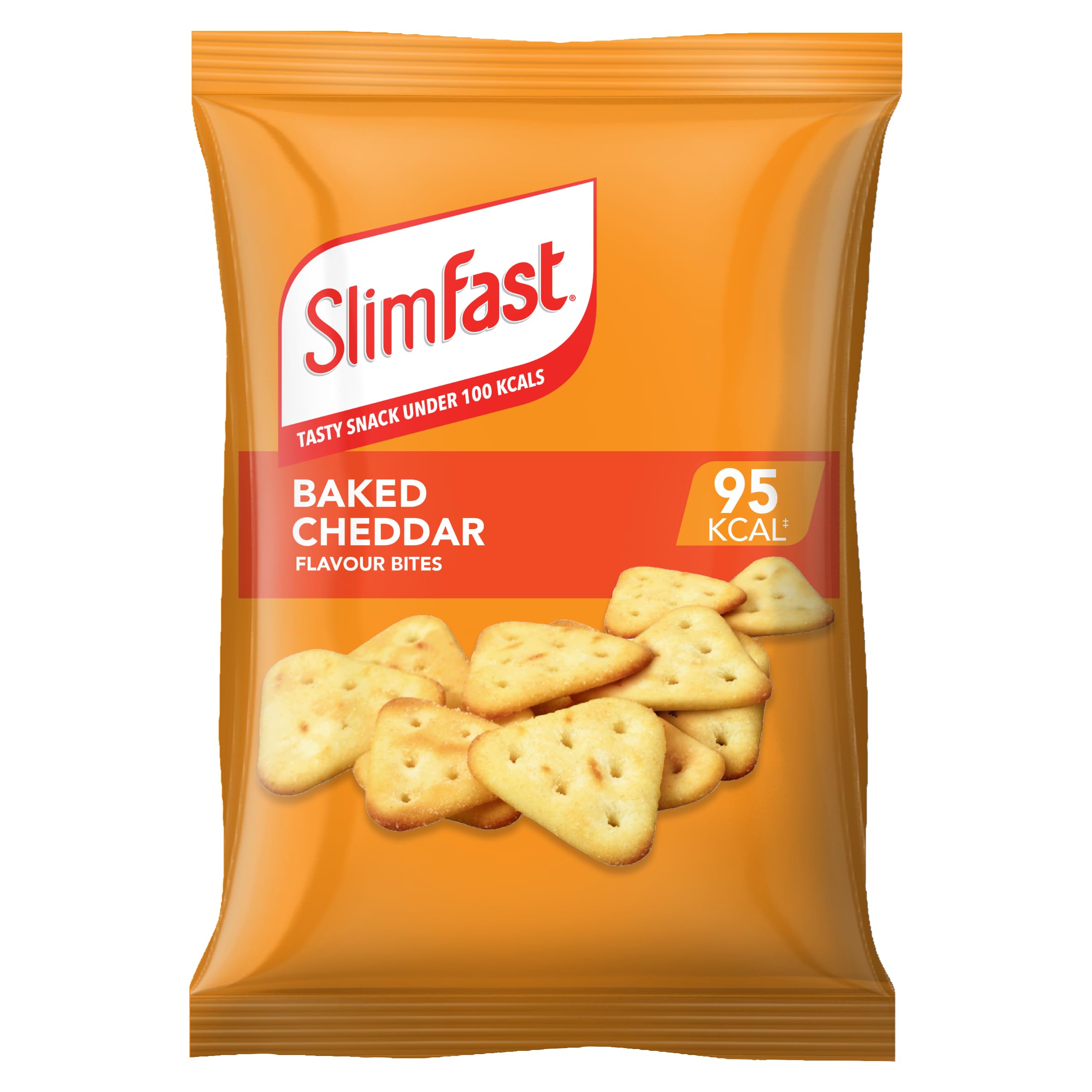 SlimFast Cheddar Bites Snack Bag, Crunchy Low Calorie Savoury Snacks, 24 x 23g 1