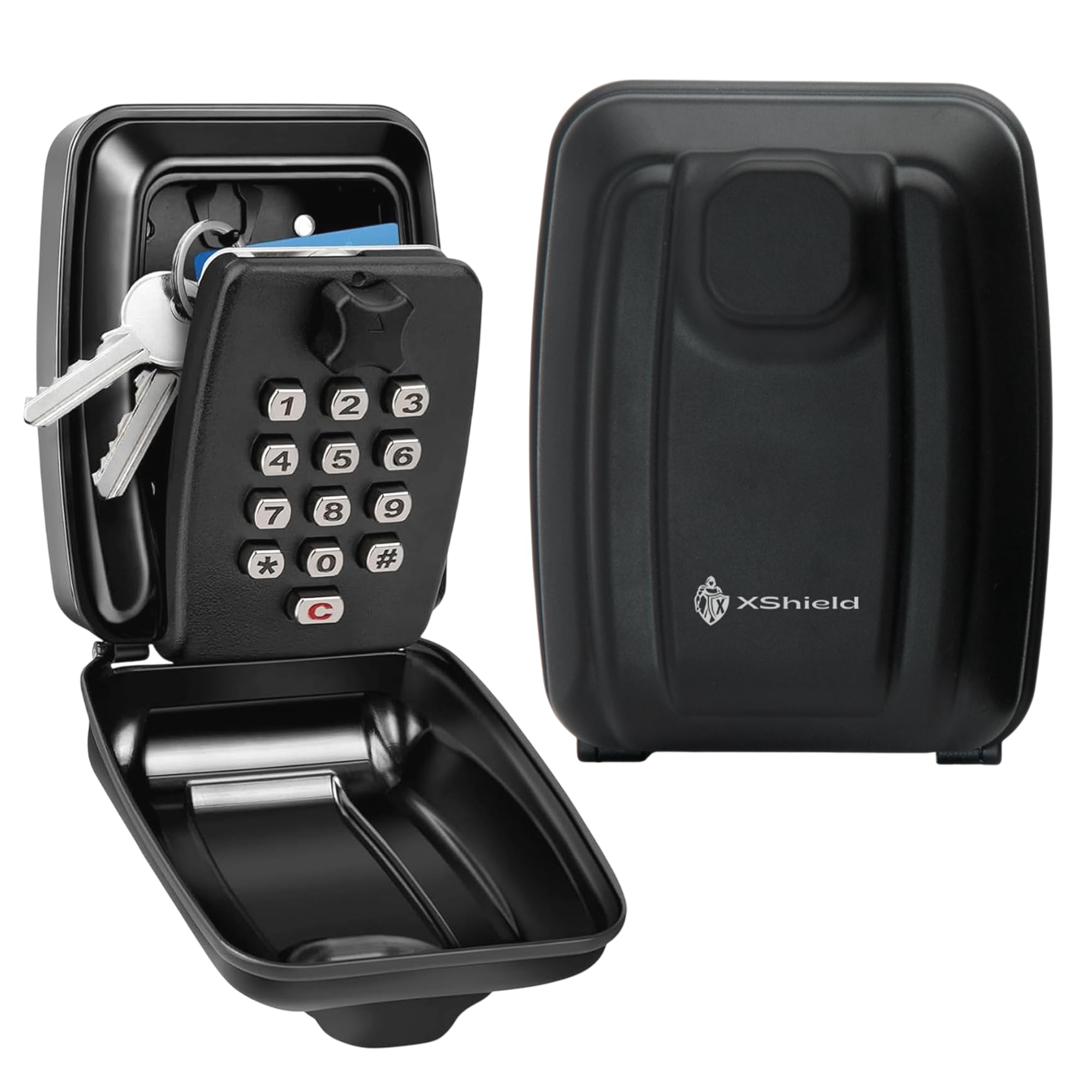 XShield Security Lock Box - 12-Digit Combination | Weatherproof Zinc | Wall Mount | Black