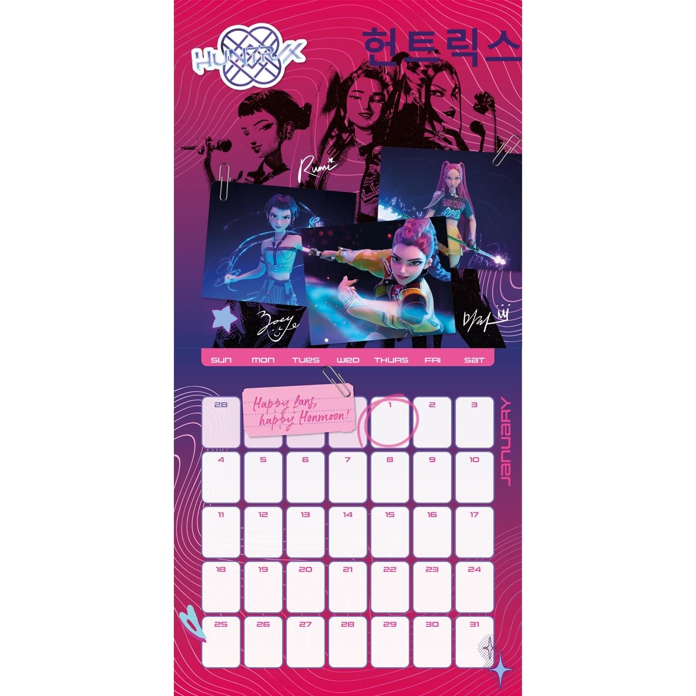 Pyramid International K-POP Demon Hunters 2026 Wall Calendar - 16-Month | 30x30cm Square