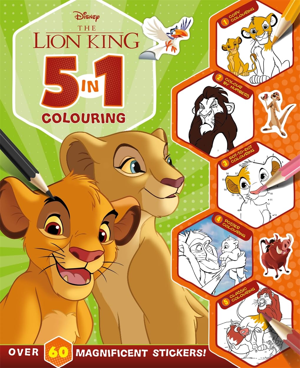 Autumn Disney The Lion King 5 in 1 Colouring Book | Dot-to-Dot, Copy Colouring | Ages 4-6 1