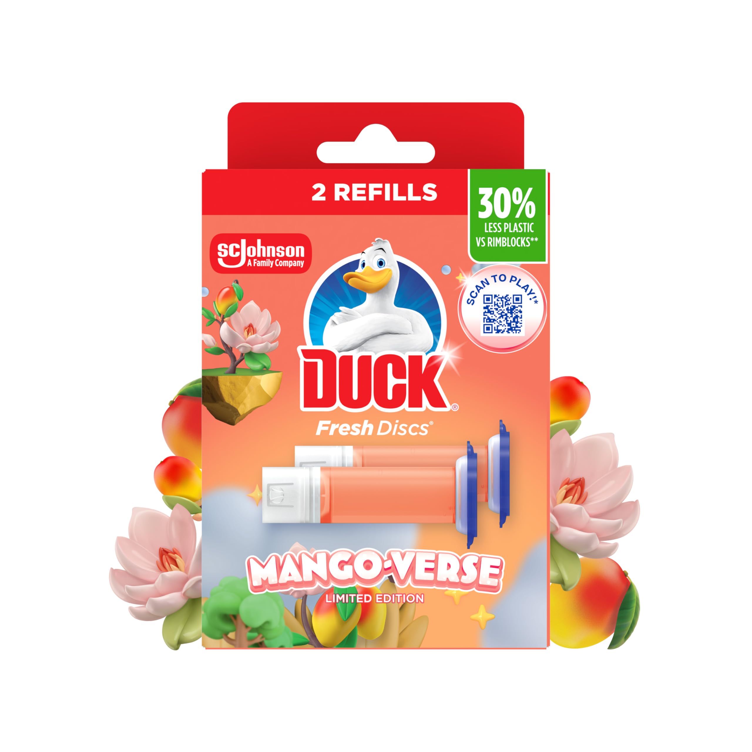 DUCK Fresh Discs Toilet Cleaner Refill Twin Pack - Mango Scent | Fights Stains | 5 Discs (72 ml) 1