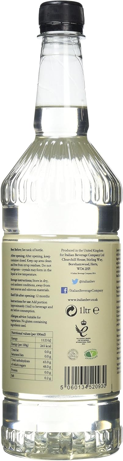 Simply - Amaretto Syrup 1 Litre, Vegan & Nut Free Flavoured Syrup for Coffee, Cocktails & Drinks