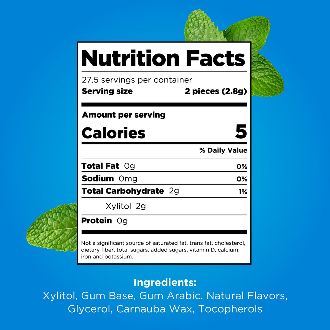 PUR - Natural Peppermint Sugar-Free Chewing Gum with Xylitol (55 Pieces, Pack of 3)