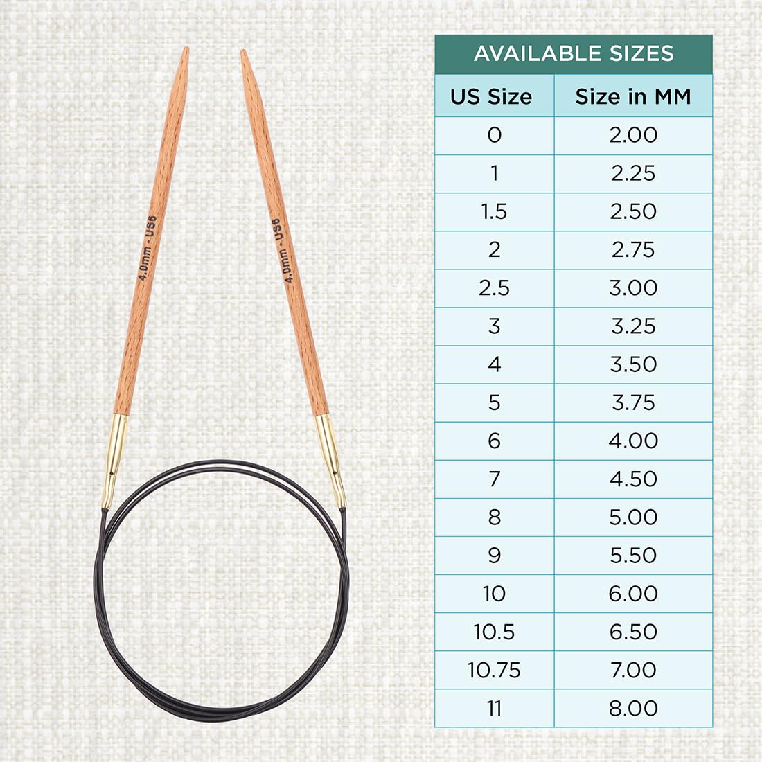 KnitPro Basix Beech Fixed Circular Needles 16" (40cm) | 4.00mm 6
