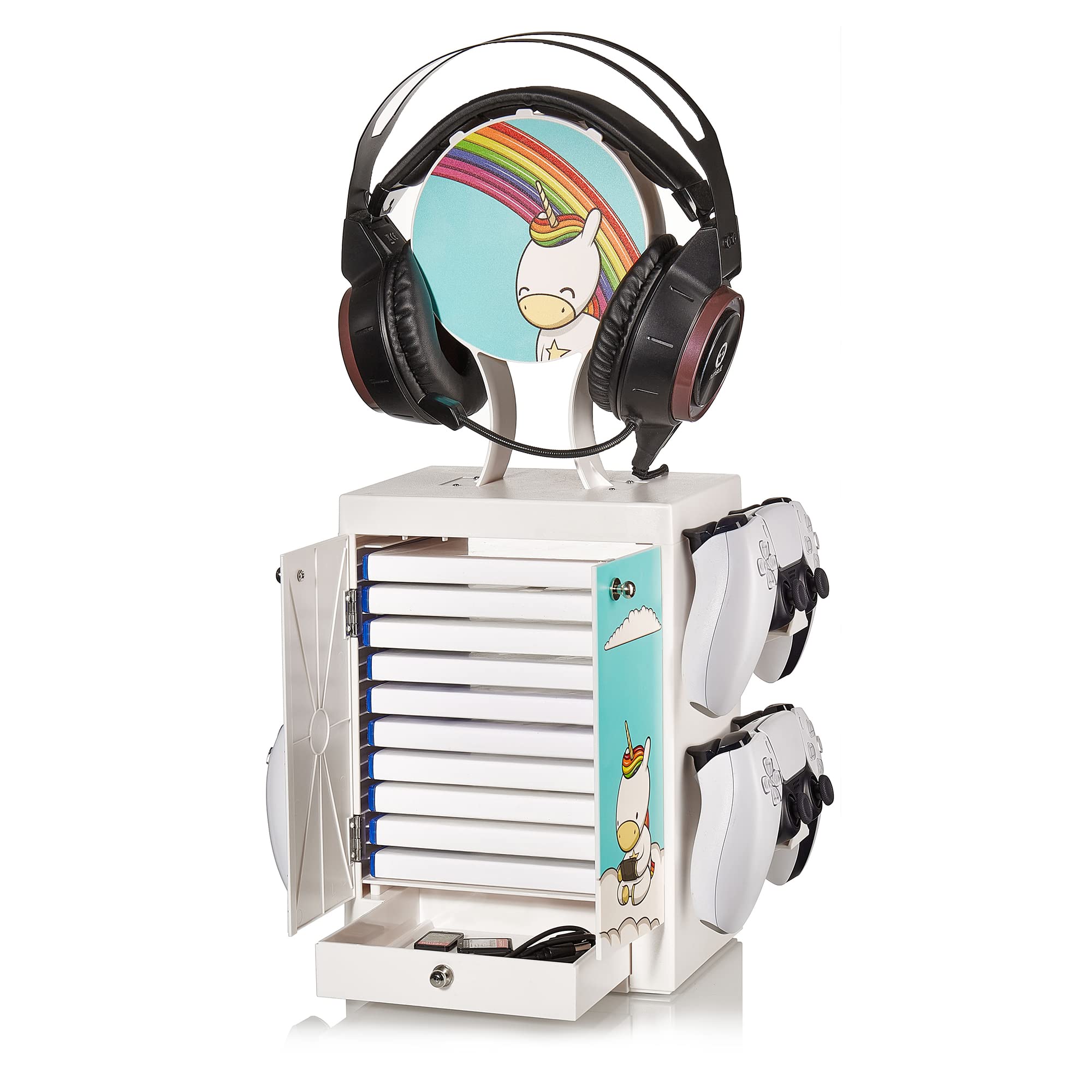 Numskull Eric the Unicorn Gaming Locker - Controller Holder & Headset Stand for PS, Xbox, Switch 12