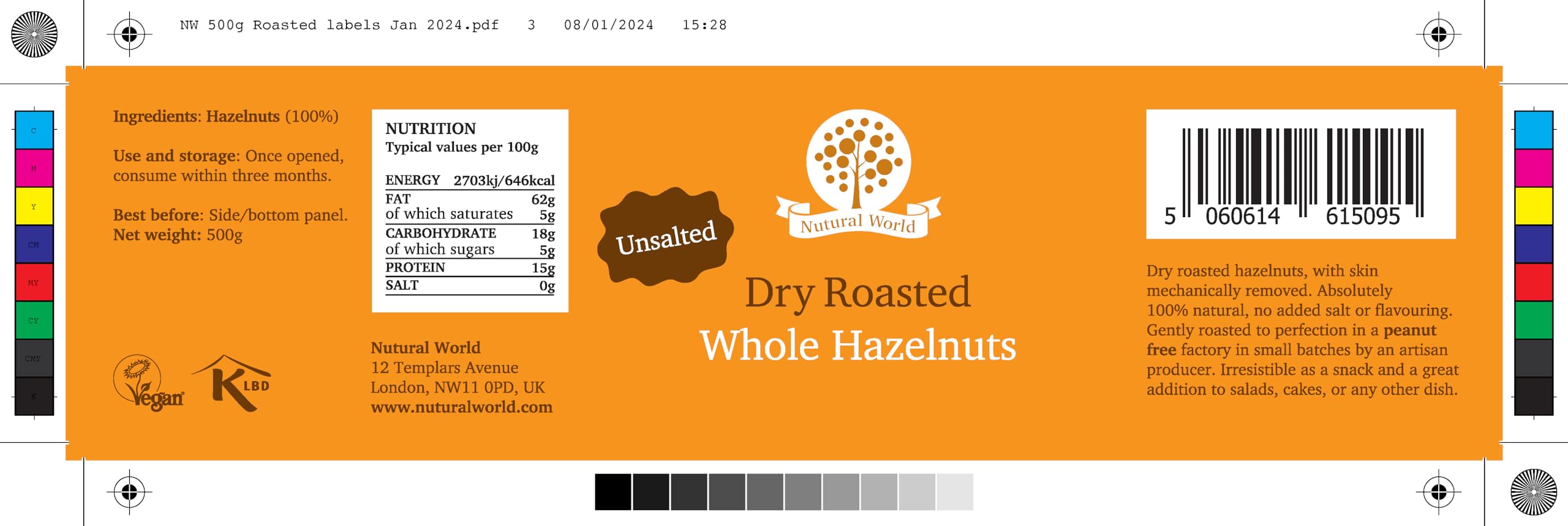 Nutural World - Dry Roasted Whole Hazelnuts - Unsalted (500g) - Great Taste Award Winner 6