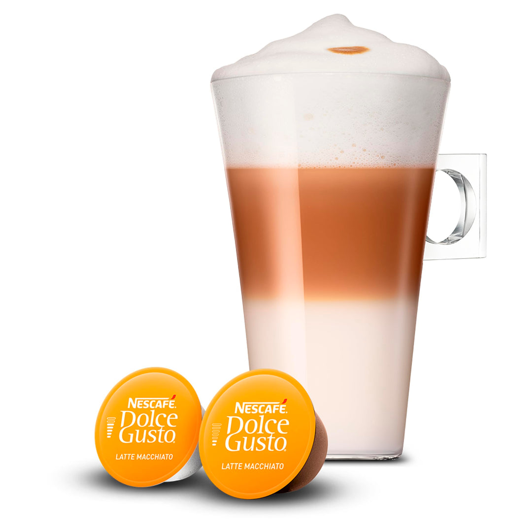 Nescafé Dolce Gusto Latte Macchiato Coffee Pods, 3 x 16 Capsules (48 Total) - Whole Milk & Arabica-Robusta Blend