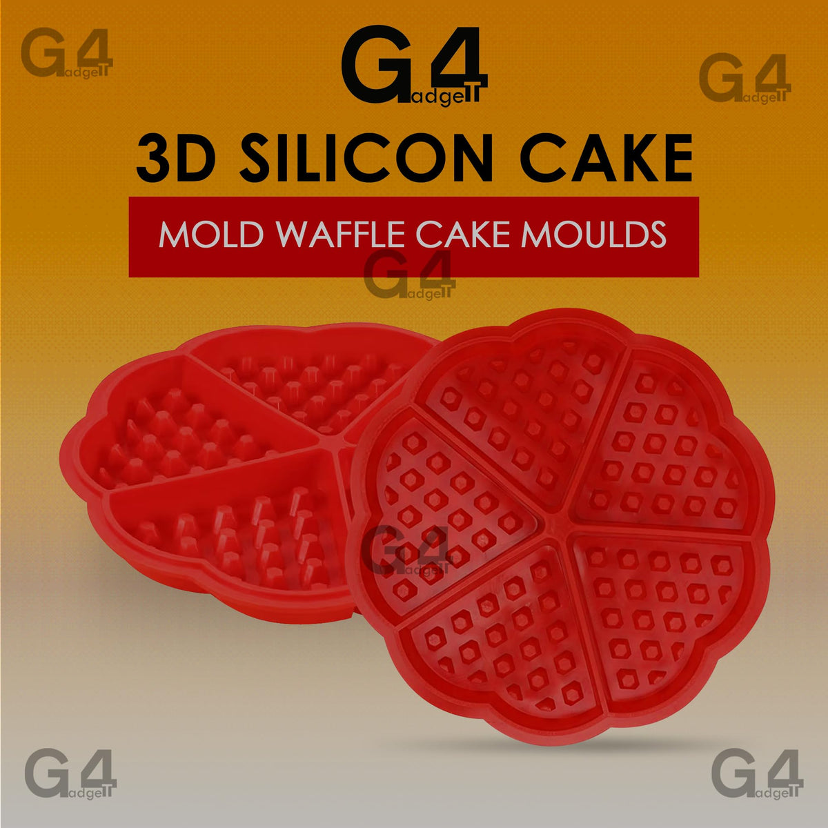 G4GADGET Silicone Waffle Mould - Mini Heart, Red