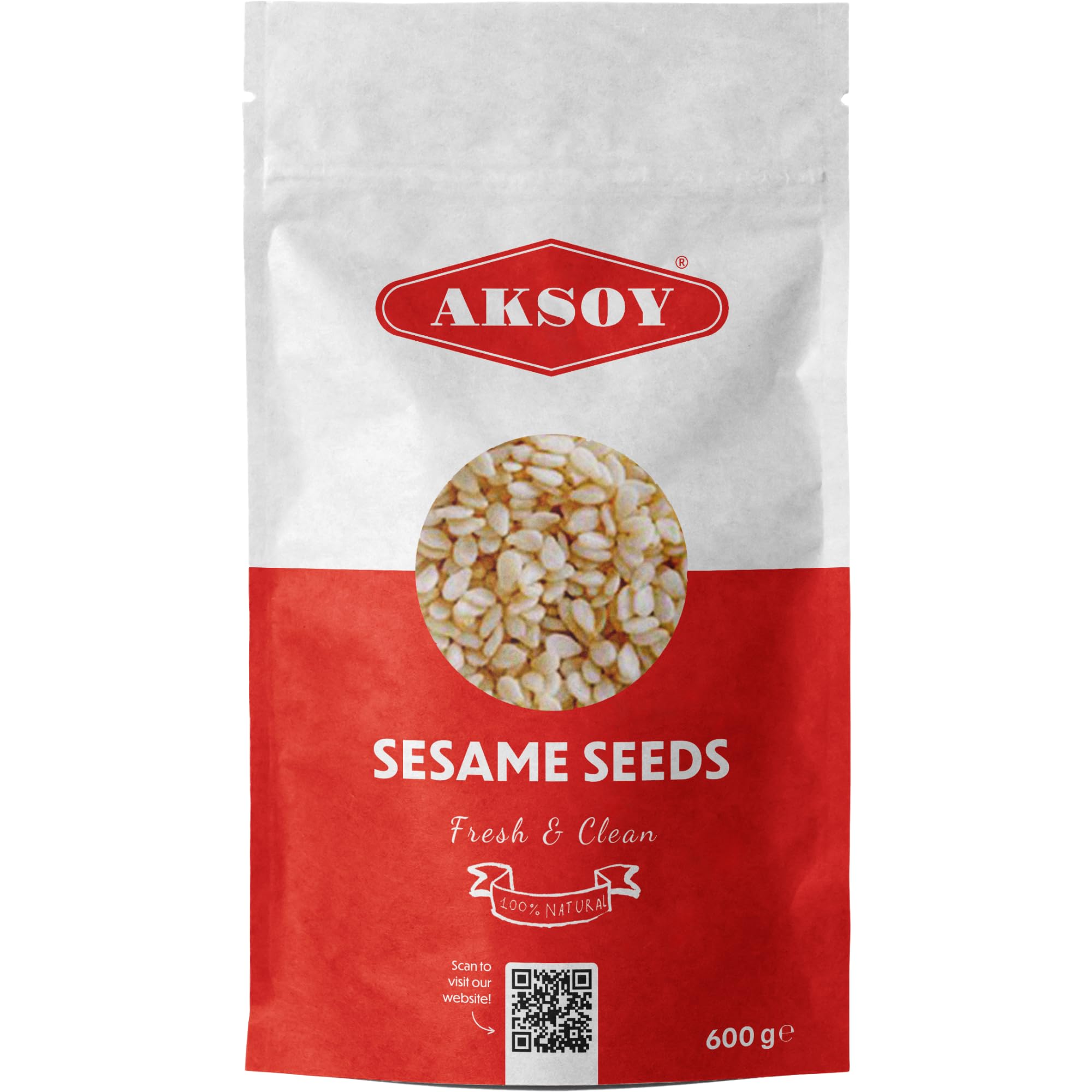AKSOY Premium Sesame Seeds - 100% Natural, Nutty Flavor | 600g Pack
