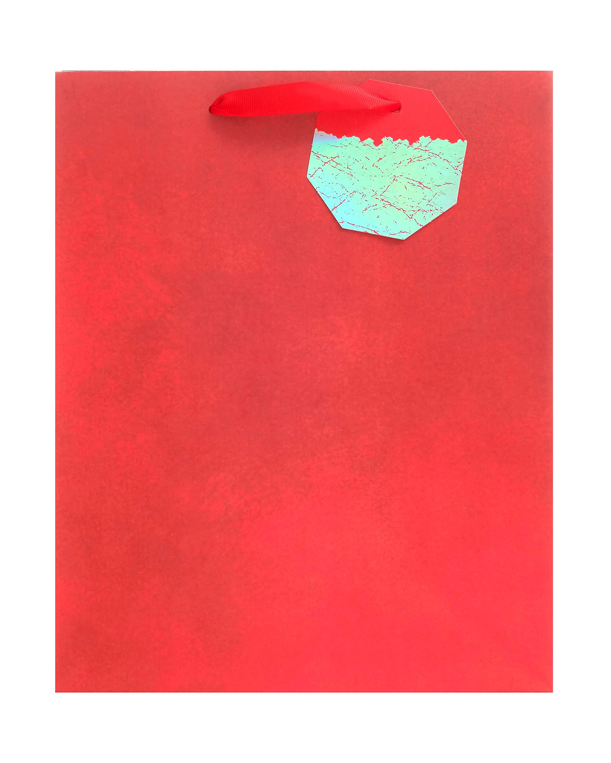 UK Greetings Large Gift Bag - Red Foil with Gold Crackle Tag | 330x267x137mm 5