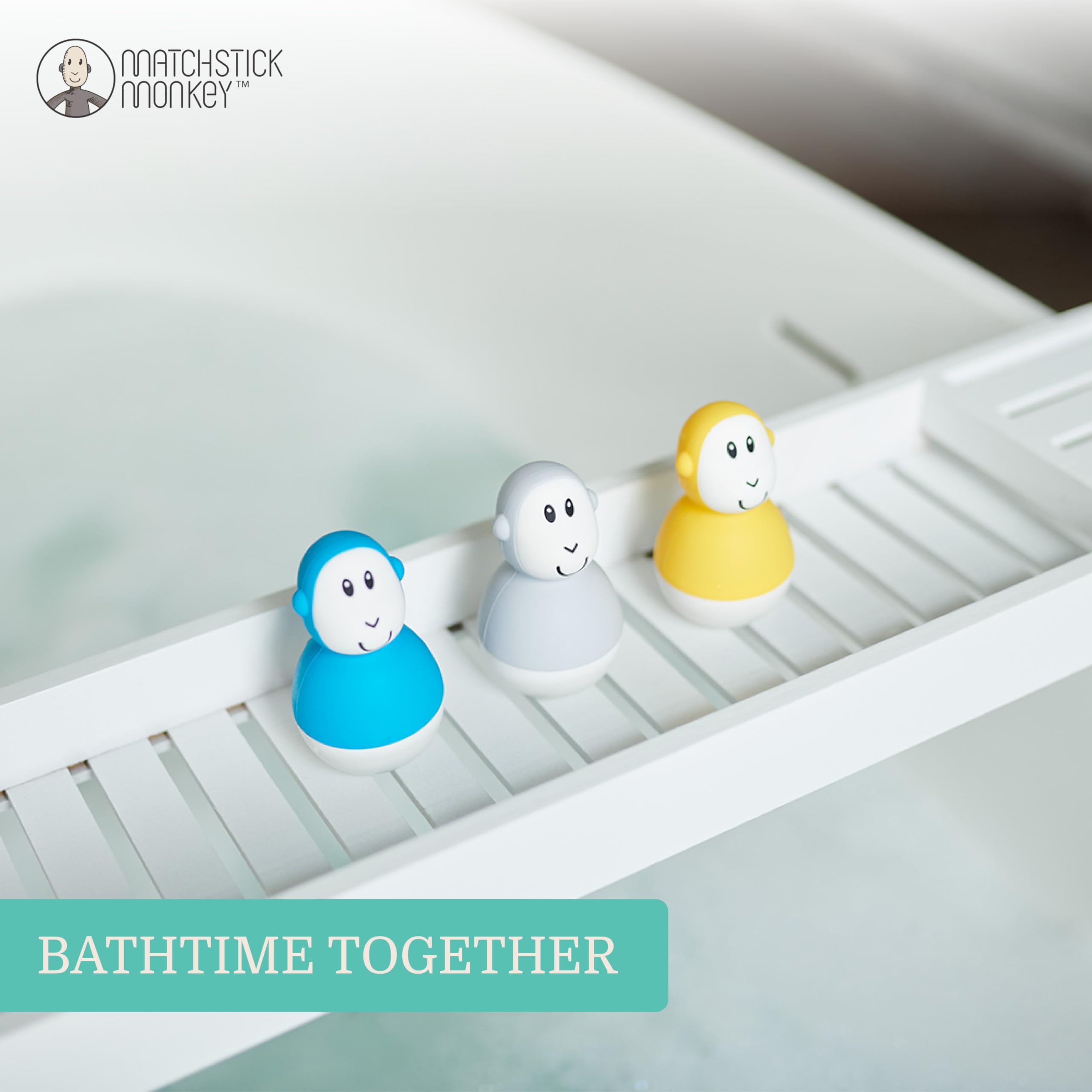 Matchstick Monkey Bathtime Wobblers - Antimicrobial Baby Bath Toy Set for 12+ Months 16