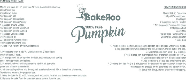 Bakeroo Tinned Pumpkin Puree (Pumpkin Pie Filling), 100% Natural - Pack of 3, 425g Each