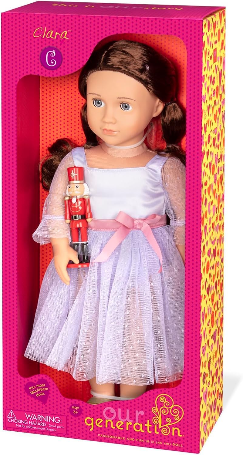 OG DOLLS Clara 18-Inch Ballerina Doll with Nutcracker Accessory | Bendable Body | Ages 3+ 5