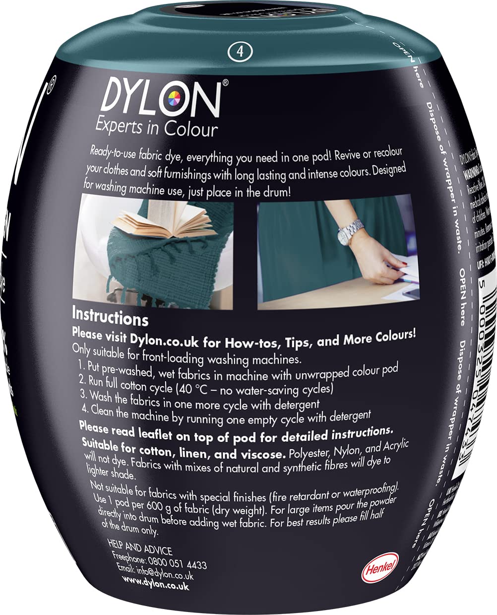 Dylon Washing Machine Fabric Dye Pod - Emerald Green | 350g | Long-Lasting Intense Colour 2