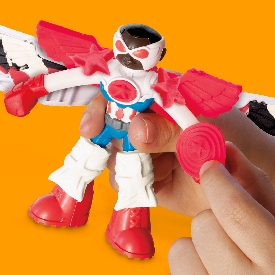 Play-Doh Marvel Captain America Moto-Slicer Playset - Bendy Figure, Motorbike Tool & 3 Tubs, Ages 4+