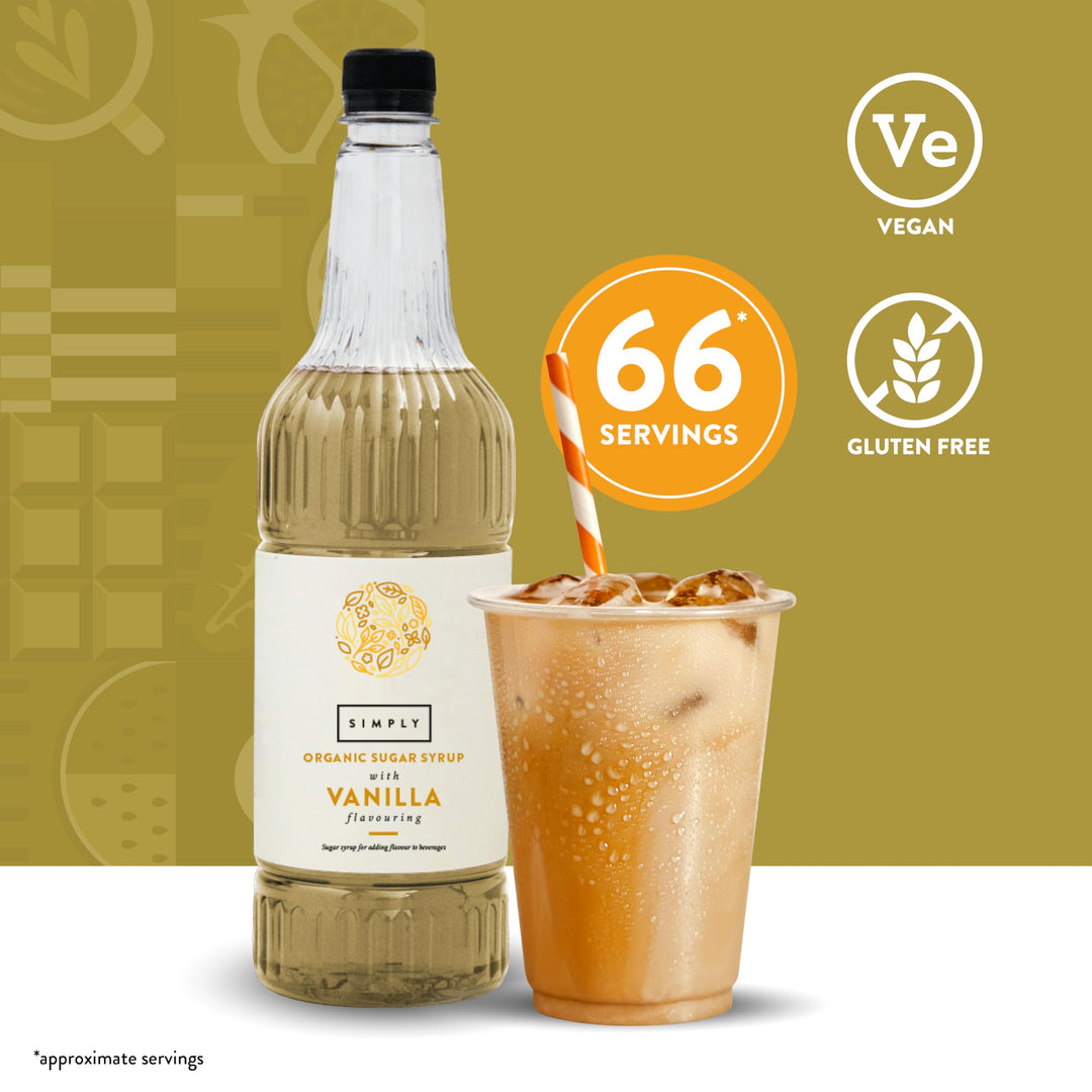 Simply Organic Vanilla Syrup - Vegan & Nut Free Natural Flavoured Syrup for Beverages & Baking