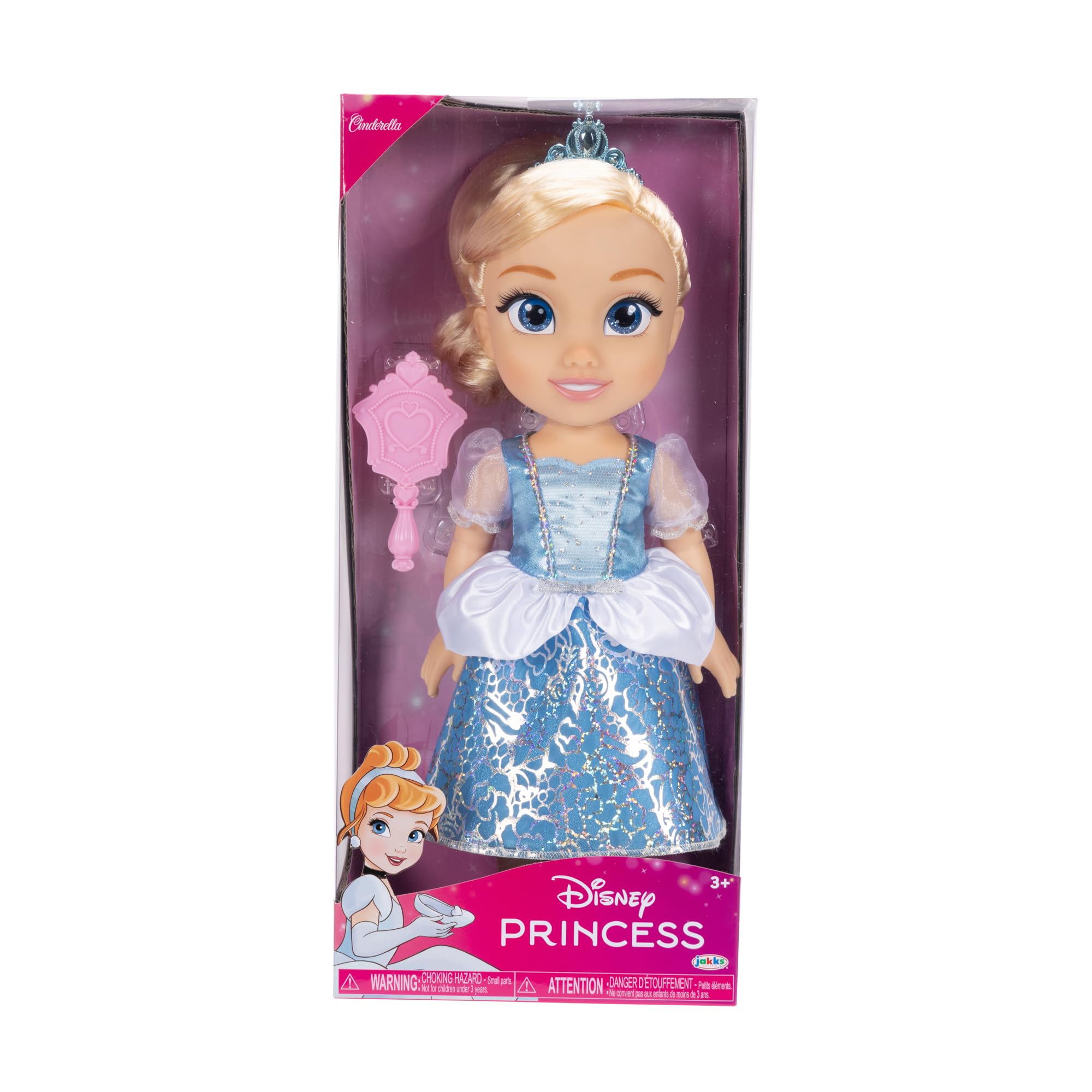 Disney Princess Cinderella Doll - 14" Articulated Doll with Platinum Holofoil Dress, Tiara, Shoes & Brush | Ages 3+ 3