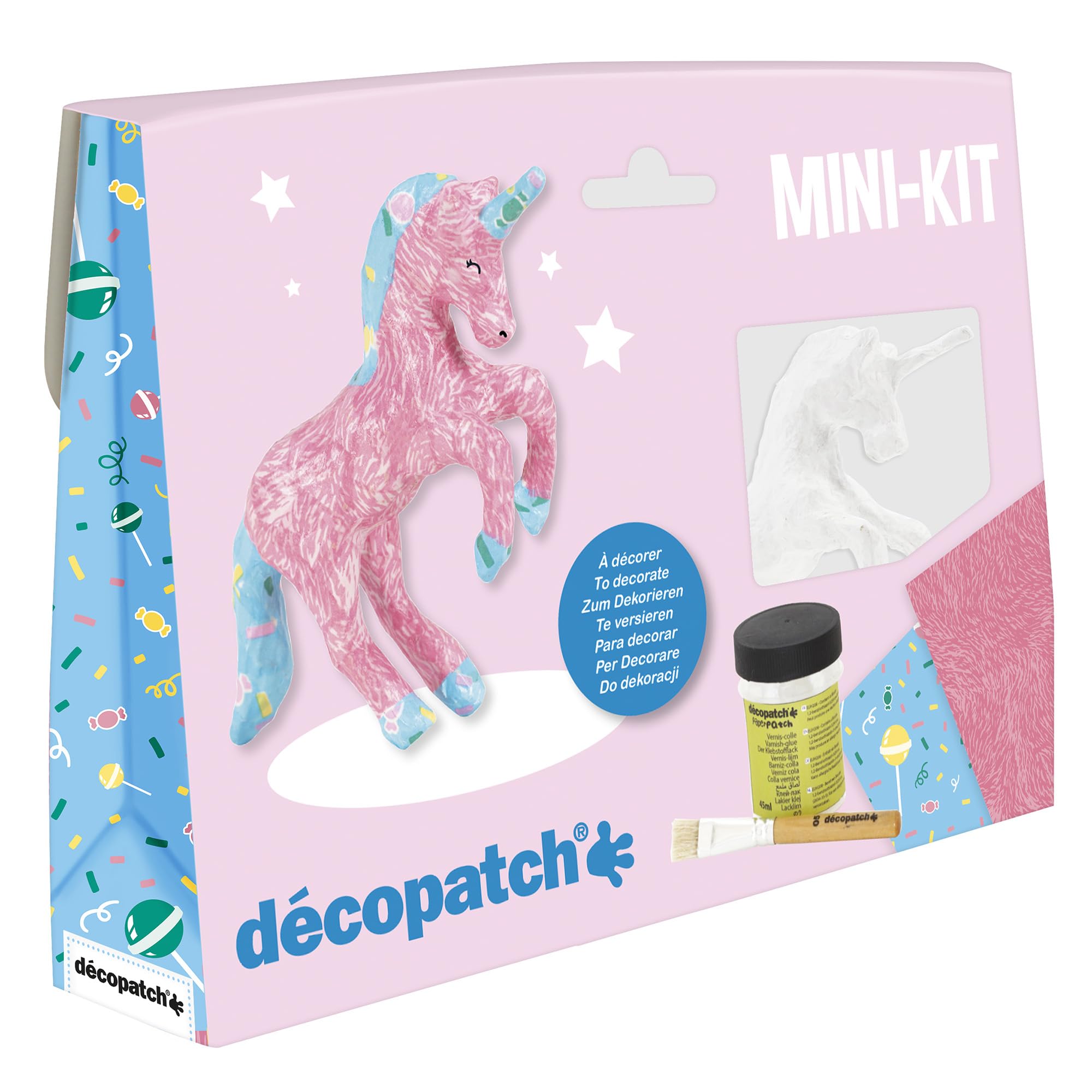 décopatch Unicorn Mini Kit - Papercraft for Kids 5+ | Includes Glue & Paper