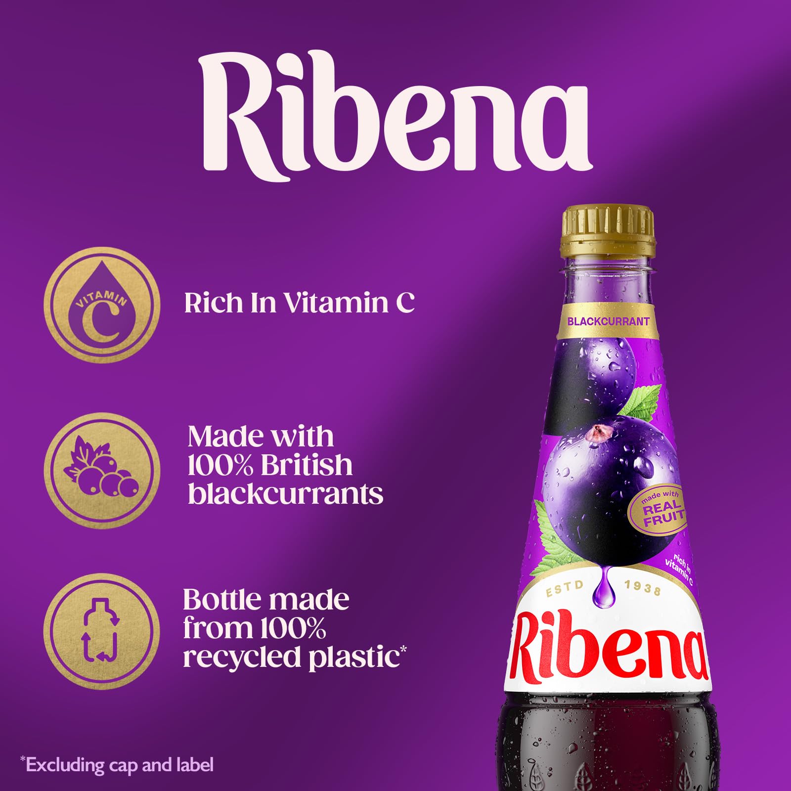 Ribena Blackcurrant Squash Concentrate - Rich in Vitamin C | 850ml | 100% Recycled Bottle 2