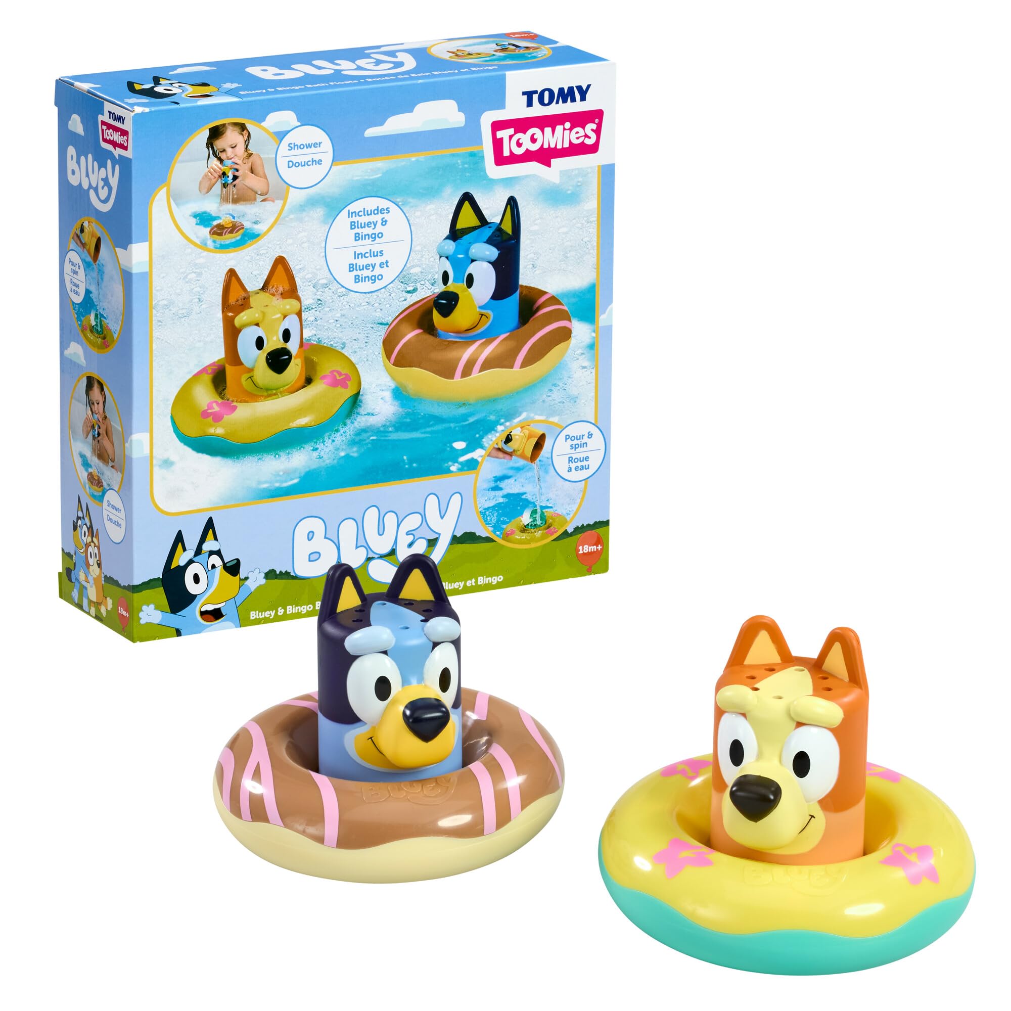 TOMY Bluey Bath Float 2 Pack - Pouring Cups with Water Wheels | Ages 18 Months+ 1