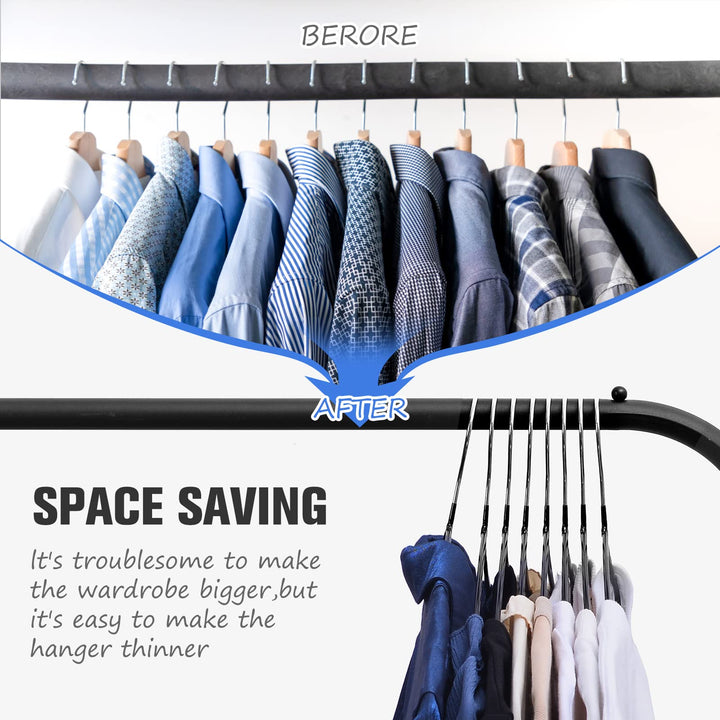 Rainberg - 25 Pack Rubber Coated Metal Hangers, Heavy Duty Space Saving