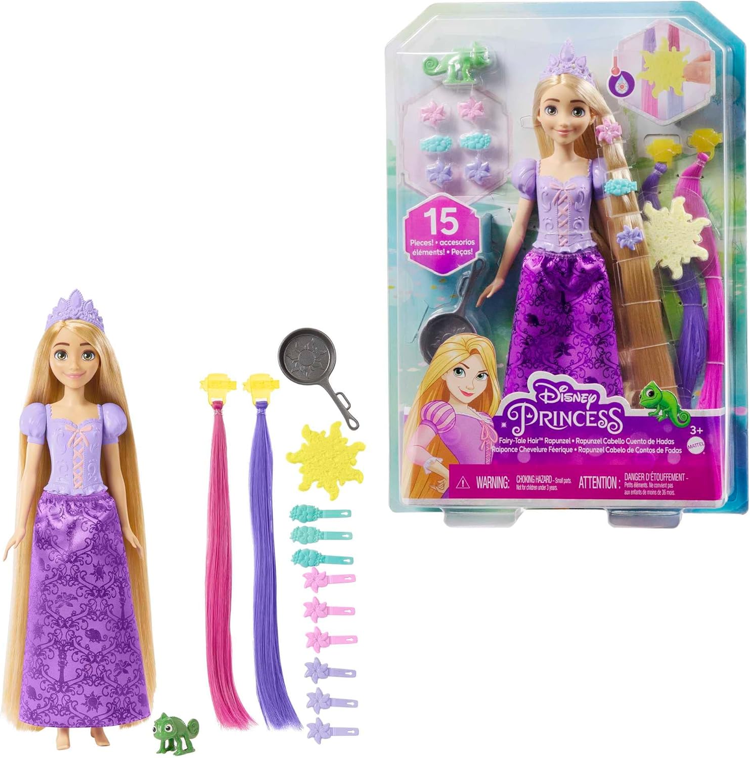 Disney Princess Rapunzel Doll with Color-Change Hair Extensions and Styling Accessories 1
