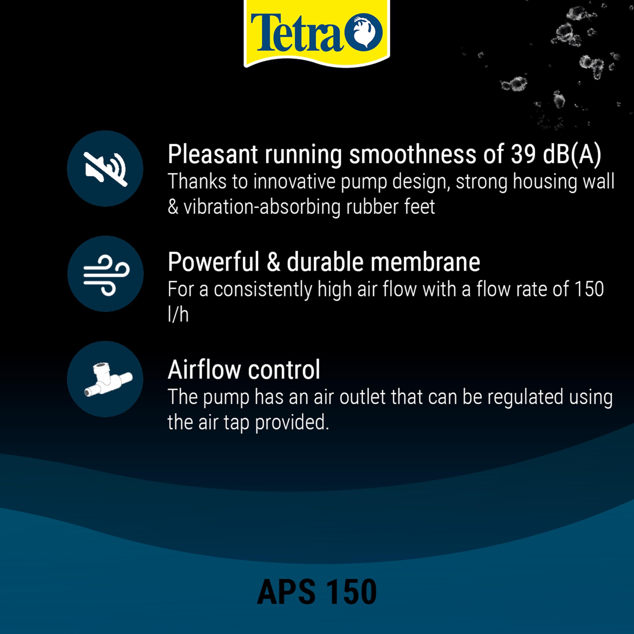Tetra APS 150 Aquarium Air Pump - 150 LPH Flow Rate | Quiet Operation | Black 4