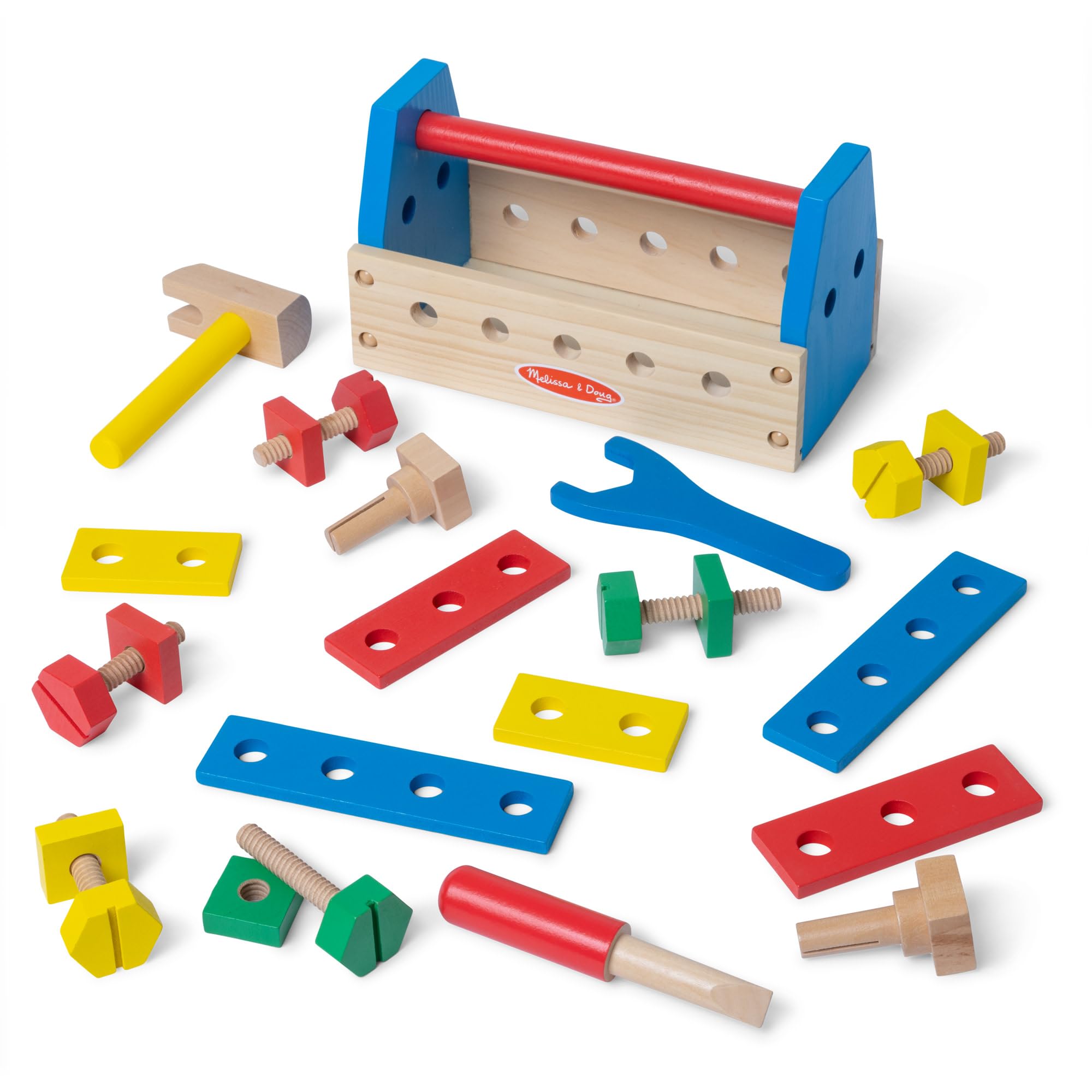 Melissa & Doug Take-Along Tool Kit - 24-Piece Wooden Pretend Play Set for Ages 3+ 13