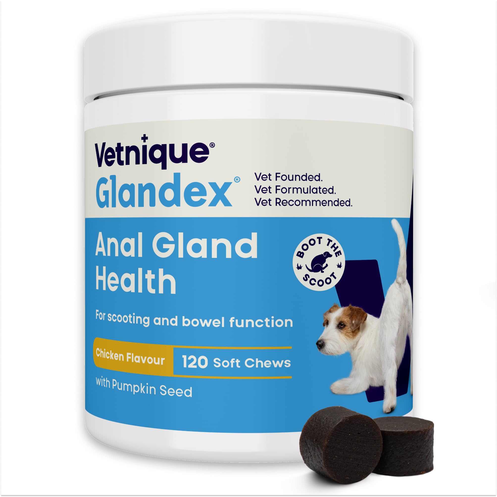 Vetnique Glandex For Dogs UK - 120 Soft Chews | Anal Gland Support & Digestive Health