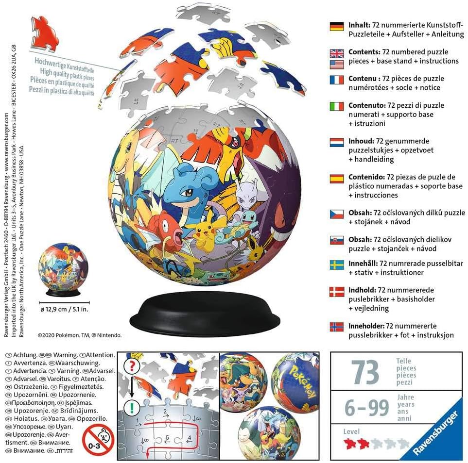 Ravensburger 3D Puzzle Ball - 73-Piece Globe Animal World Puzzle for Kids 6 Years and Up 2