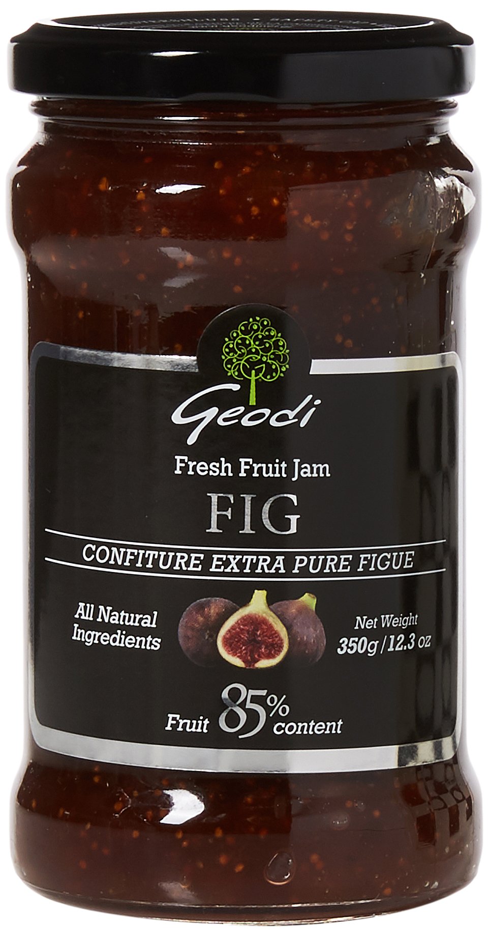 Geodi Pure Extra Fig Jam - 85% Fruit, 350g Jars (Pack of 2)