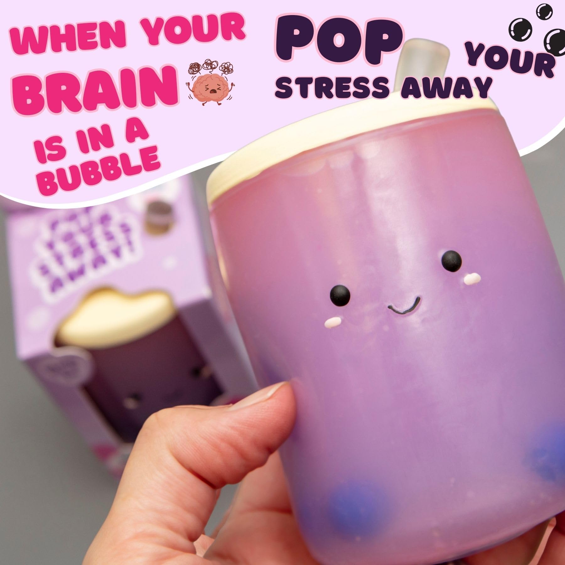 Boxer Gifts Boba Squish-Tea Stress Toy - Vanilla Scented, Slow Rising Foam | 100x70x70mm | Adult 2