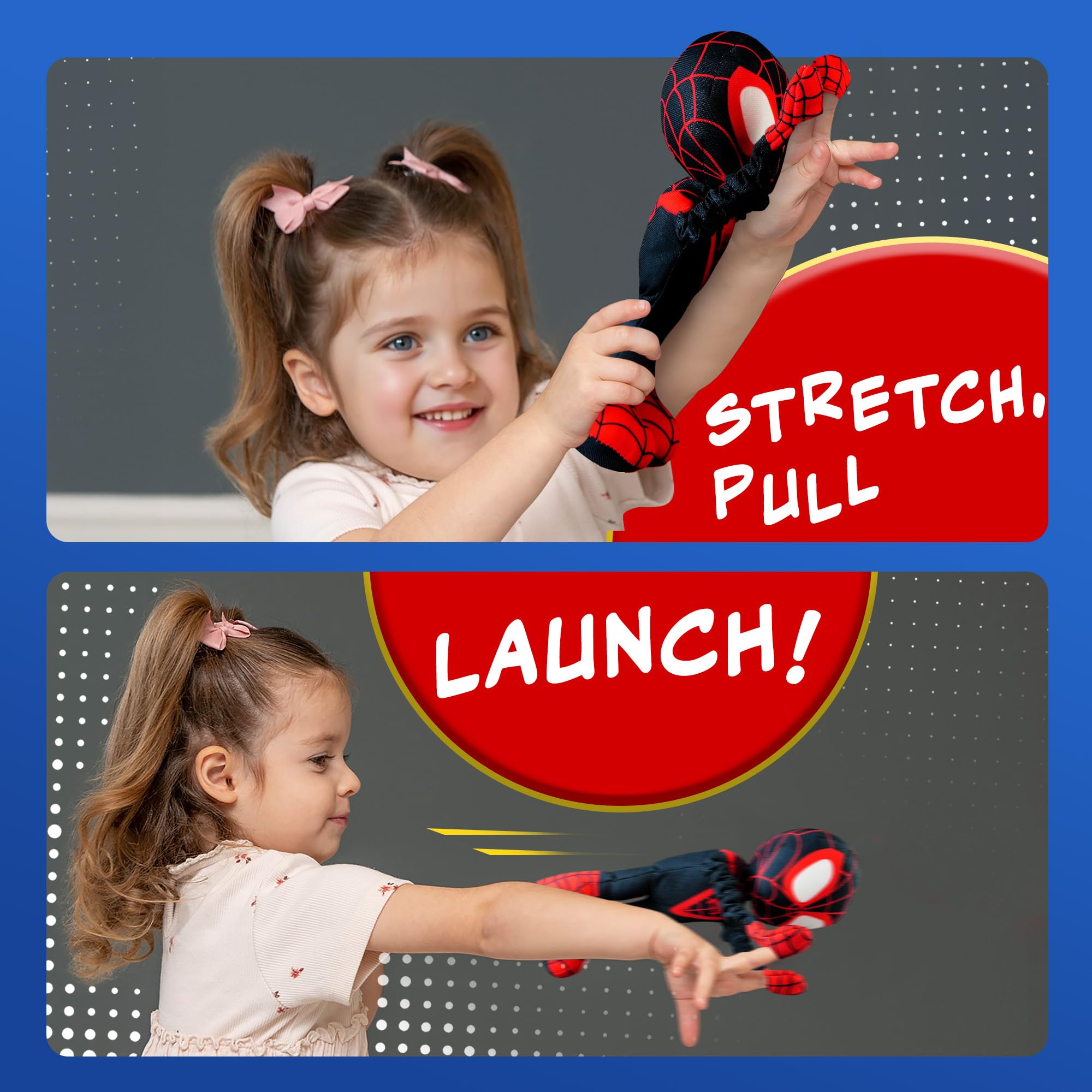 Marvel Spidey and His Amazing Friends Slingshot Plush Spin Toy - Stretchable Web-Slinging Action for Kids 3