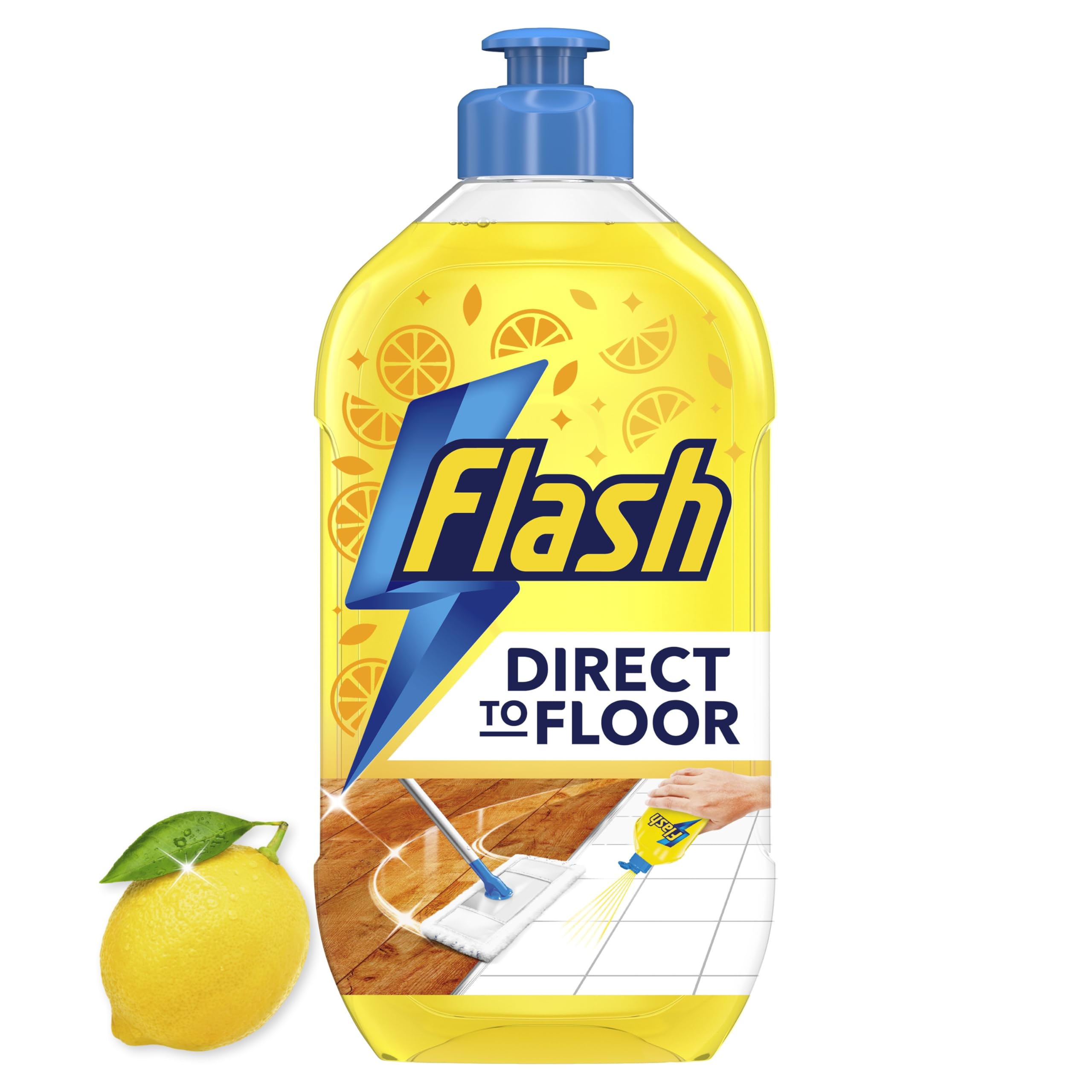 FLASH Direct To Floor Cleaner - Fast Dry & Dirt Removal | Fresh Lemon Zest | 800ML 1
