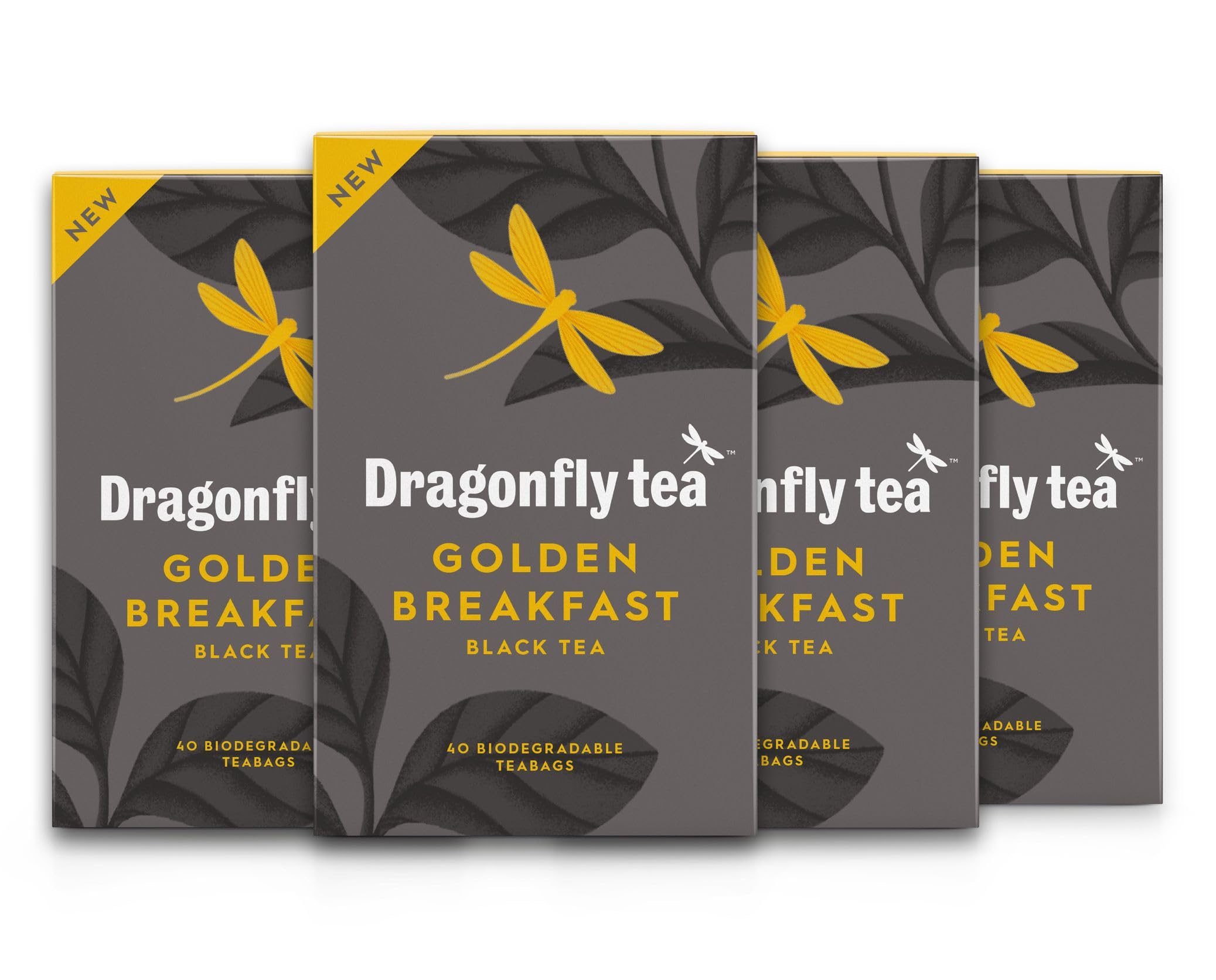 Dragonfly Tea Golden Breakfast Black Tea, 160 Biodegradable Tea Bags (4x40) - Bright & Smooth English Breakfast Blend 1