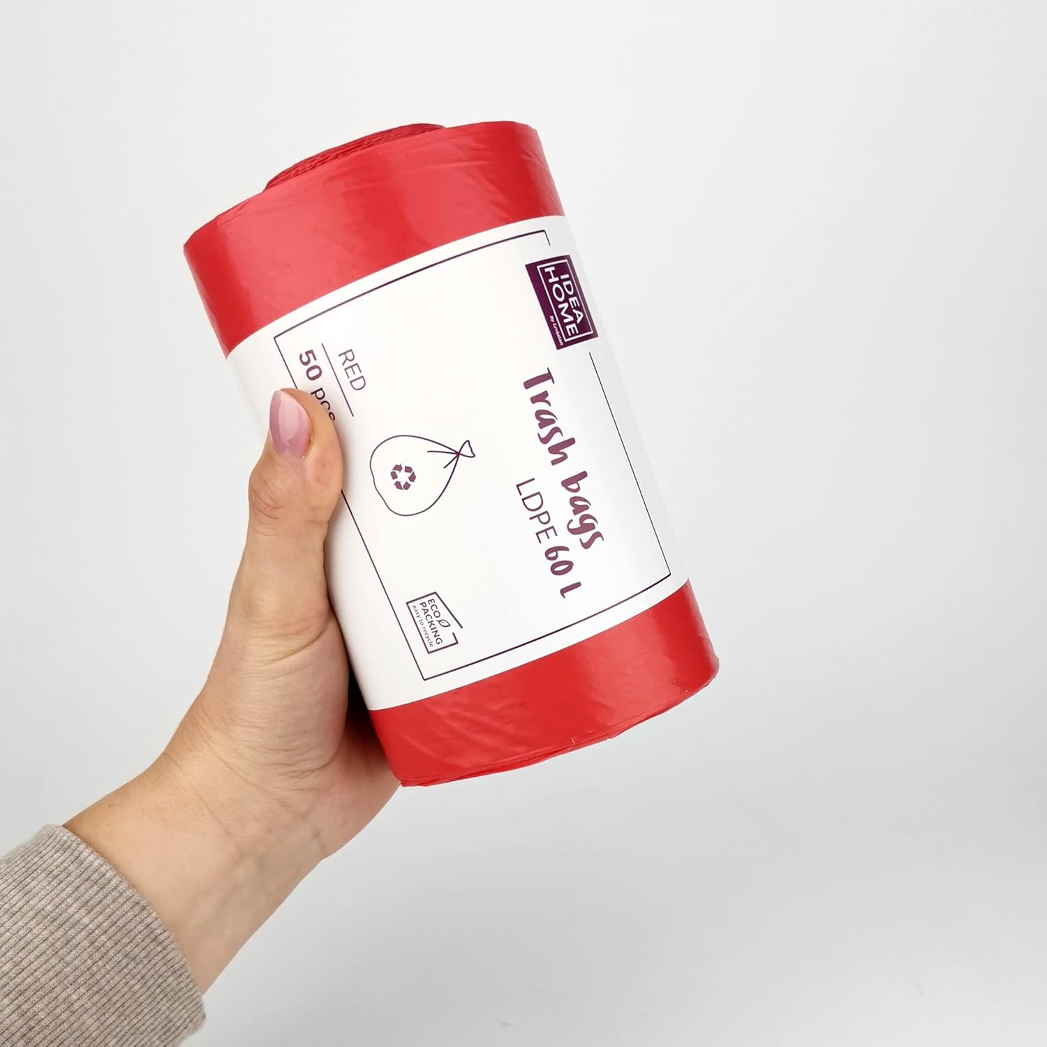 D.RECT 60L Heavy Duty Red Bin Liners - 50 Pack 3