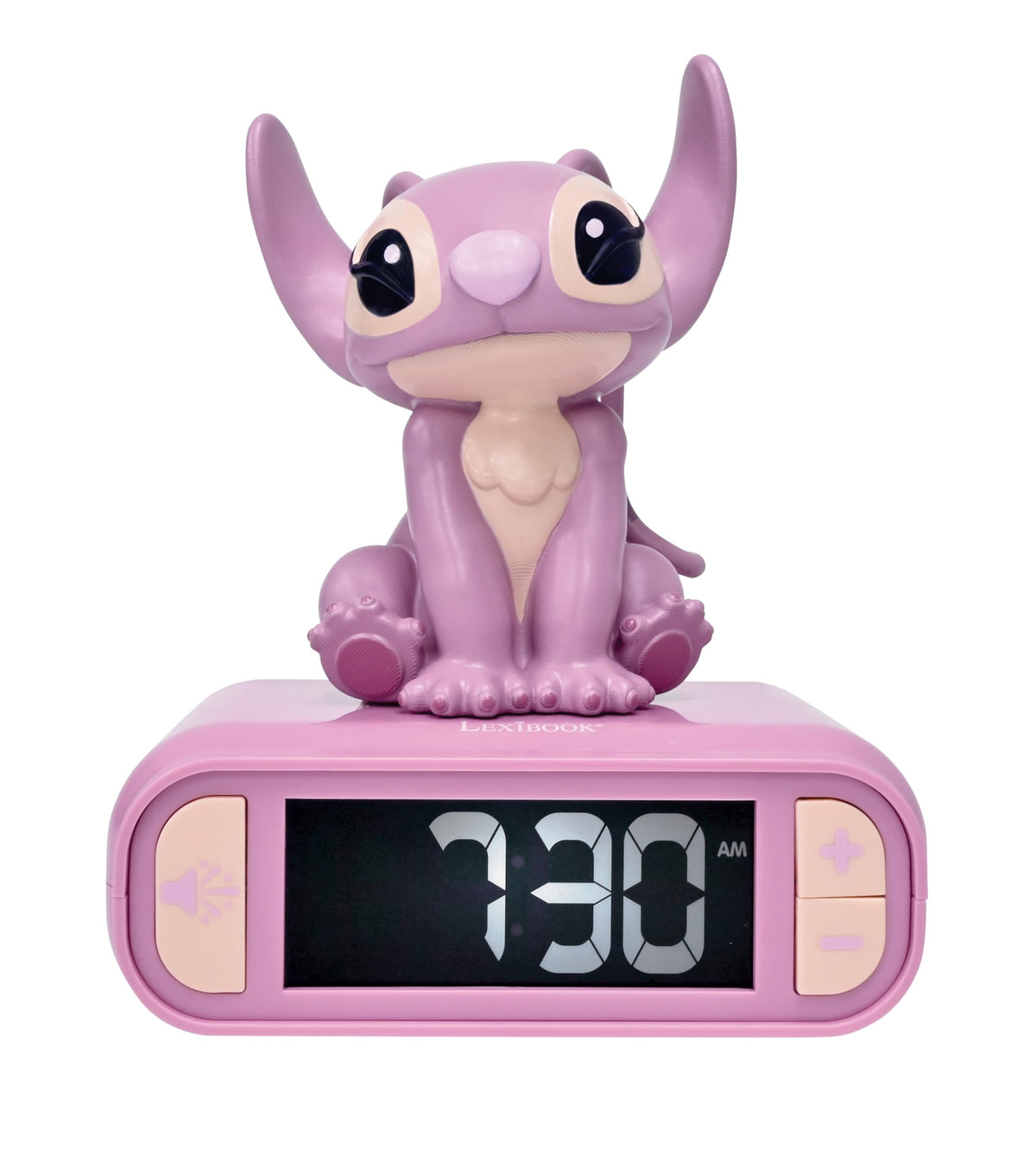 Lexibook Disney Stitch Angel Night Light Alarm Clock - Sounds & Melodies, Pink