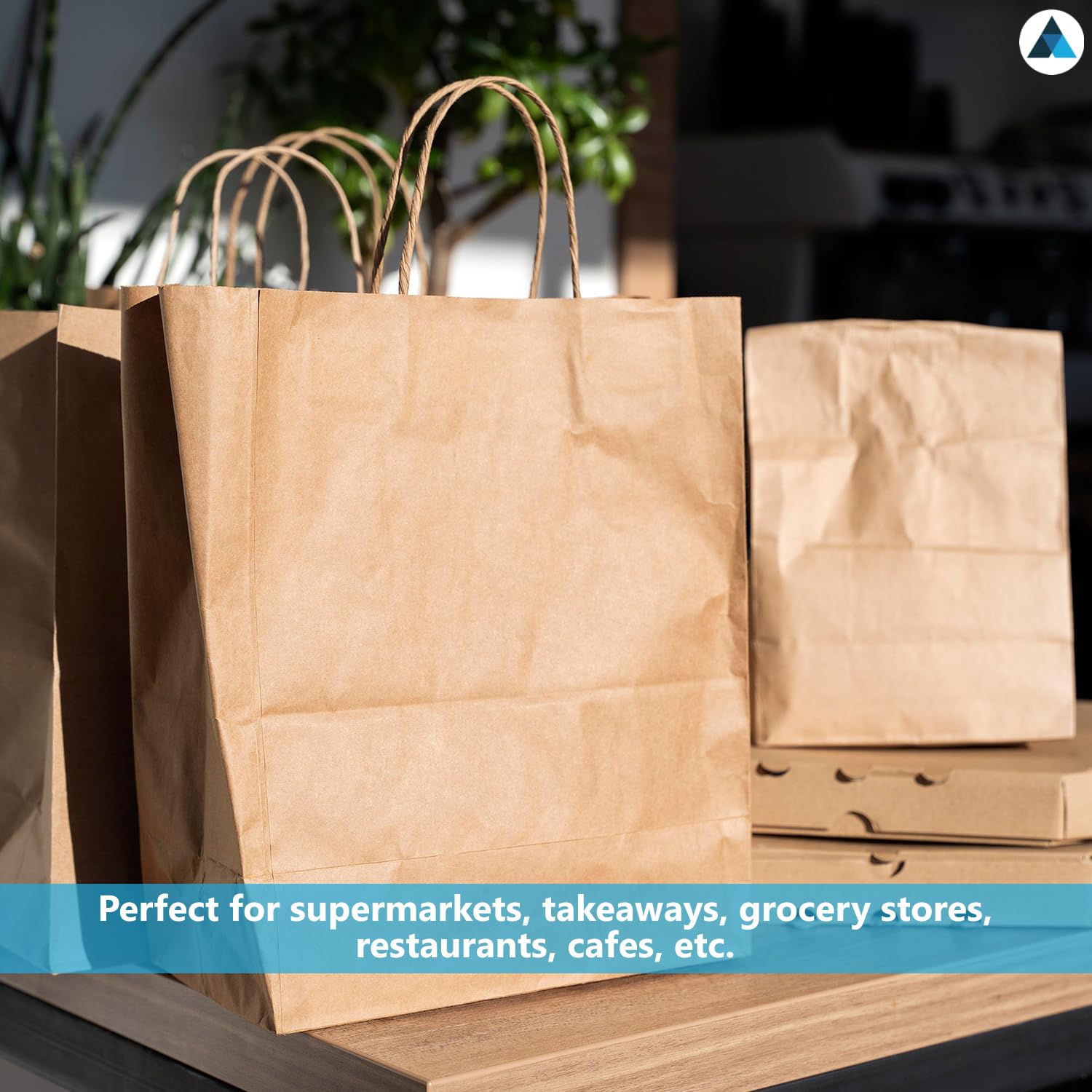 Nationwide Paper Extra Large Plus Brown Paper Bags with Handles - 20 Count | Food Safe Kraft 2
