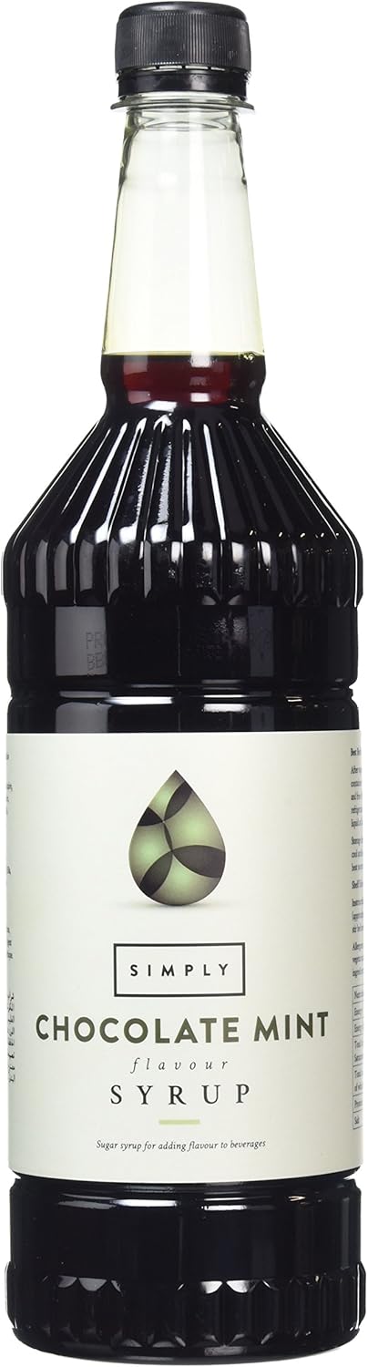Simply Chocolate Mint Syrup 1 Litre - Vegan, Halal, Nut-Free Flavoured Beverage Syrup 1