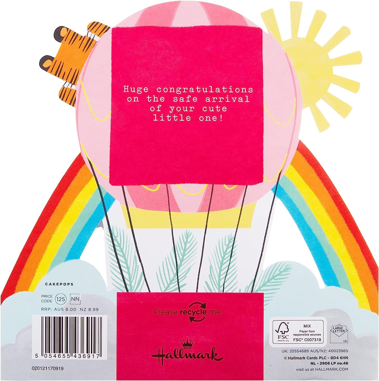 Hallmark Baby Girl Congratulations Card - Die Cut Pop-out Hot Air Balloon | 19.8cm x 19.8cm 2
