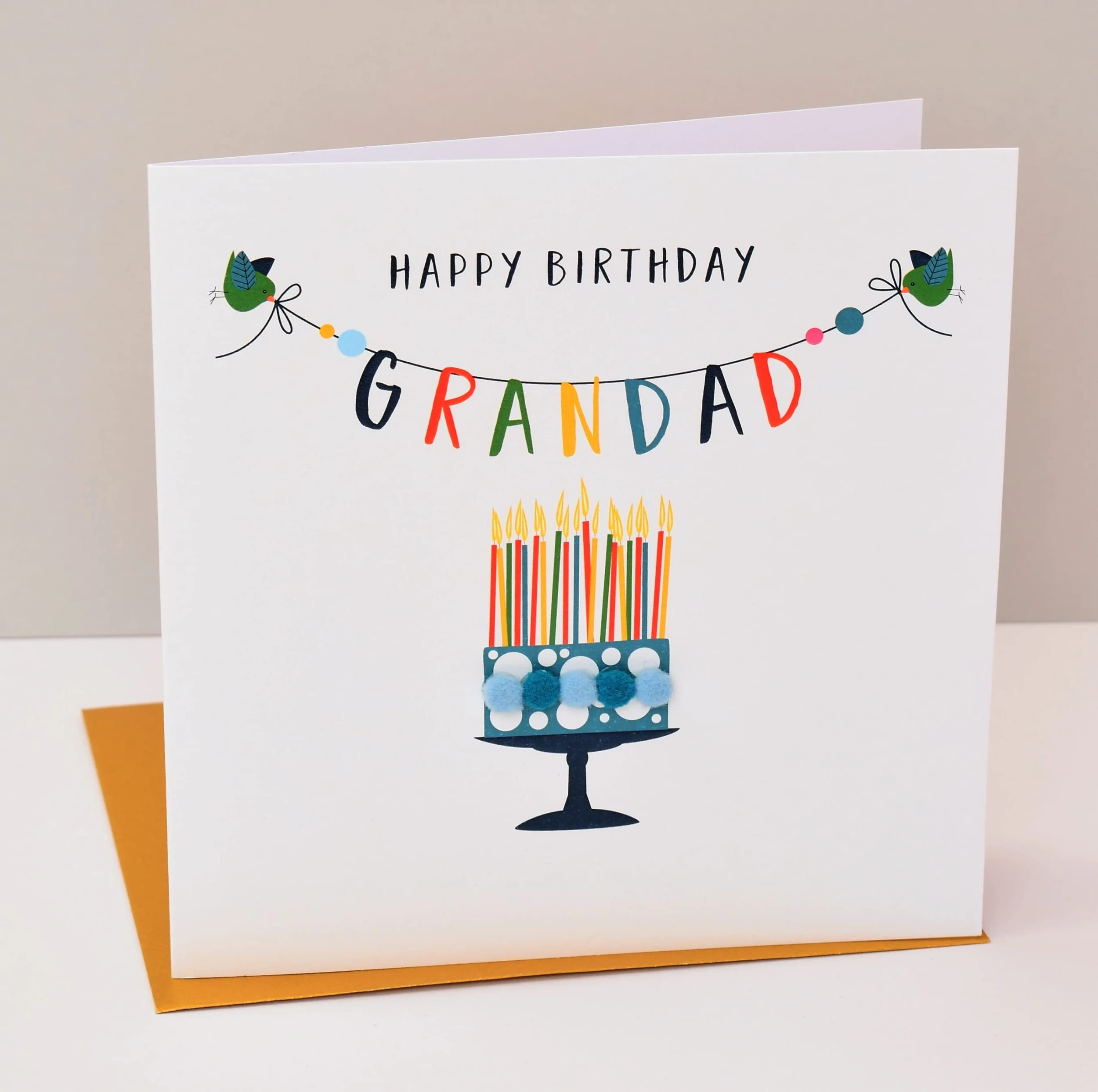 Claire Giles Greeting Cards Pom Pom Happy Birthday, Grandad | 150x150mm | Heavy 350gsm Card 6