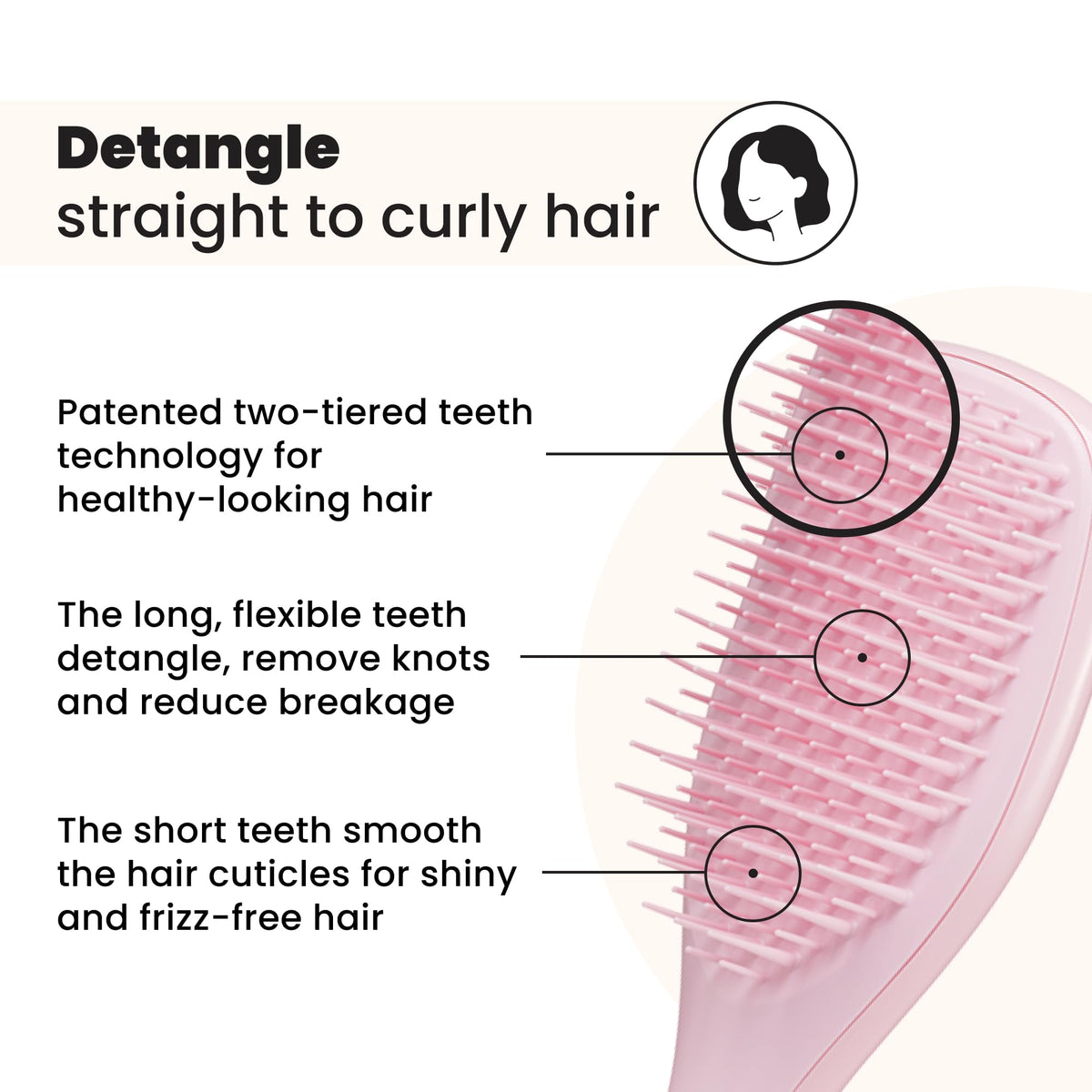 Tangle Teezer Mini Ultimate Detangler - Detangling Brush for All Hair Types | Millennial Pink | Anti-Breakage