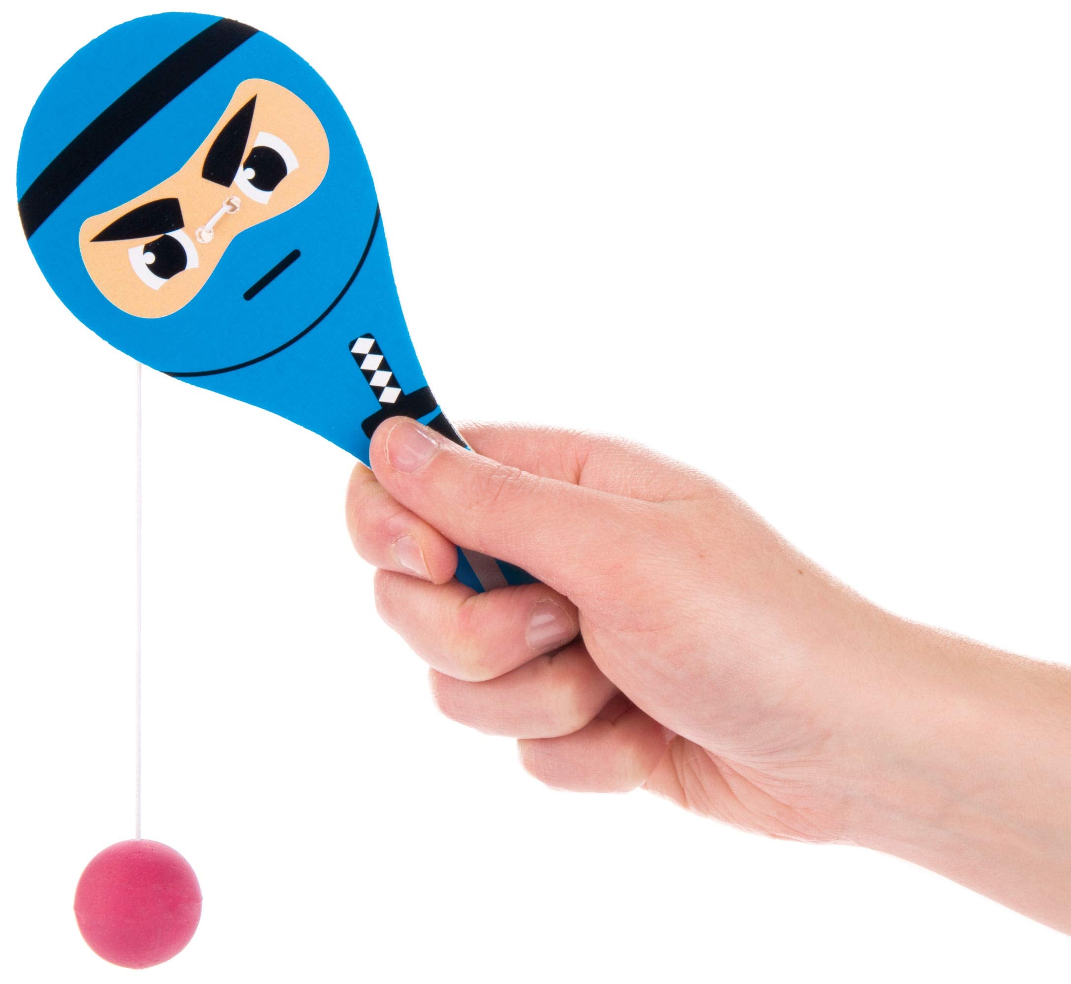 Baker Ross Ninja Paddle Bat and Ball Game - Assorted Designs (Pack of 4) | 15cm Wood Bat 5