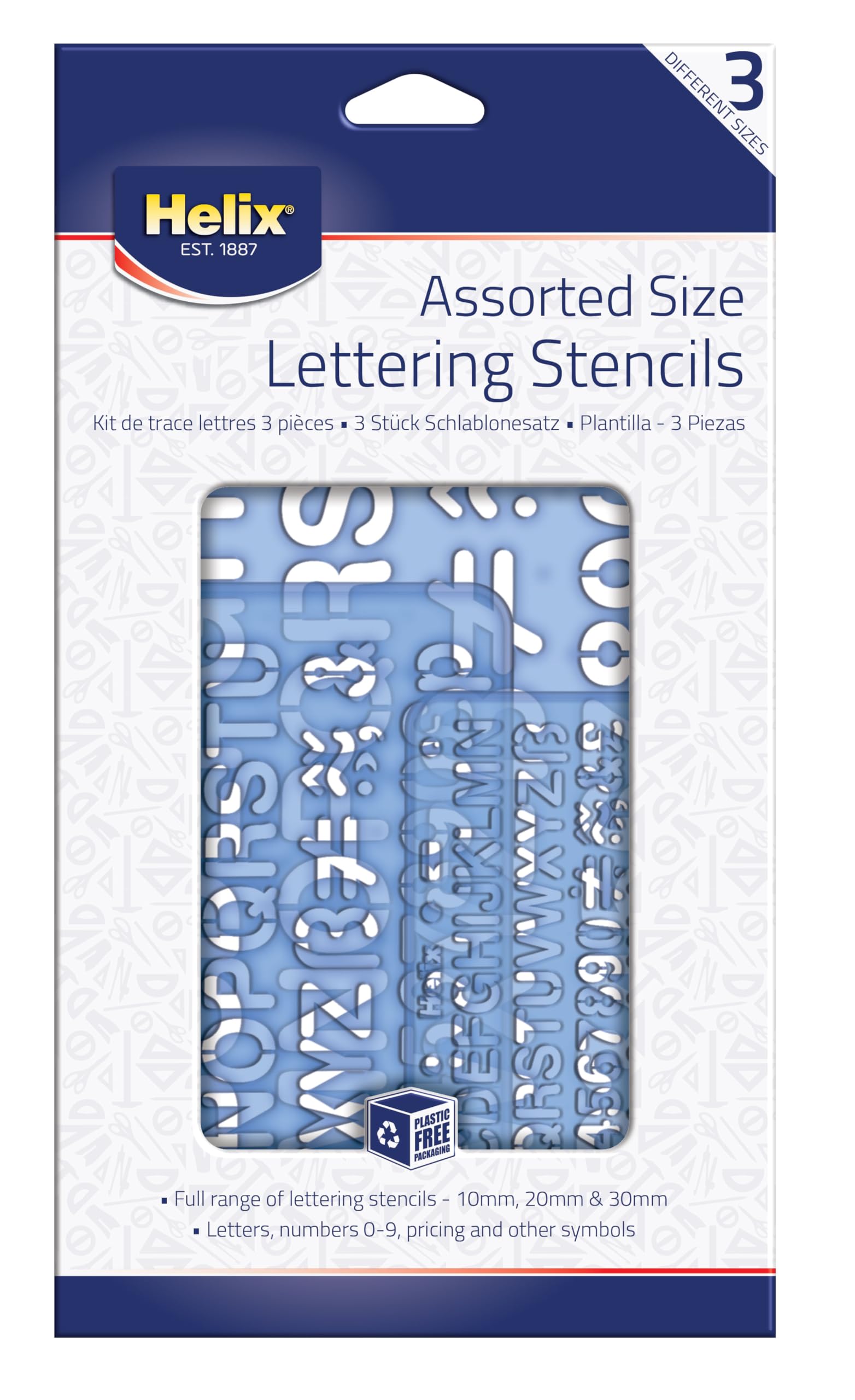 Helix Three Piece Stencil Set - Letters, Numbers & Symbols | 10mm, 20mm, 30mm Sizes