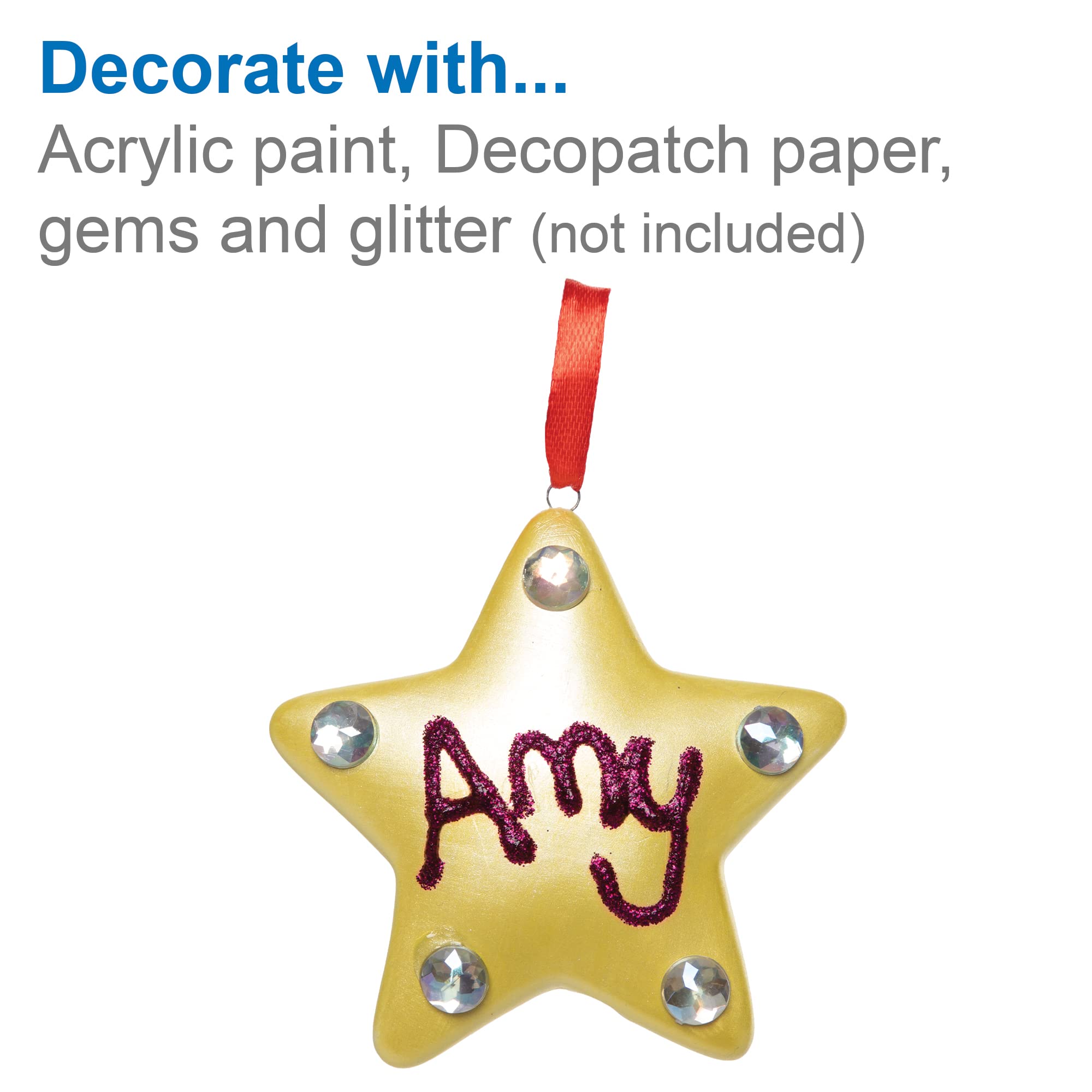 Baker Ross FC109 Christmas Star Ceramic Baubles - Pack of 4, Make Your Own Craft Kit 9