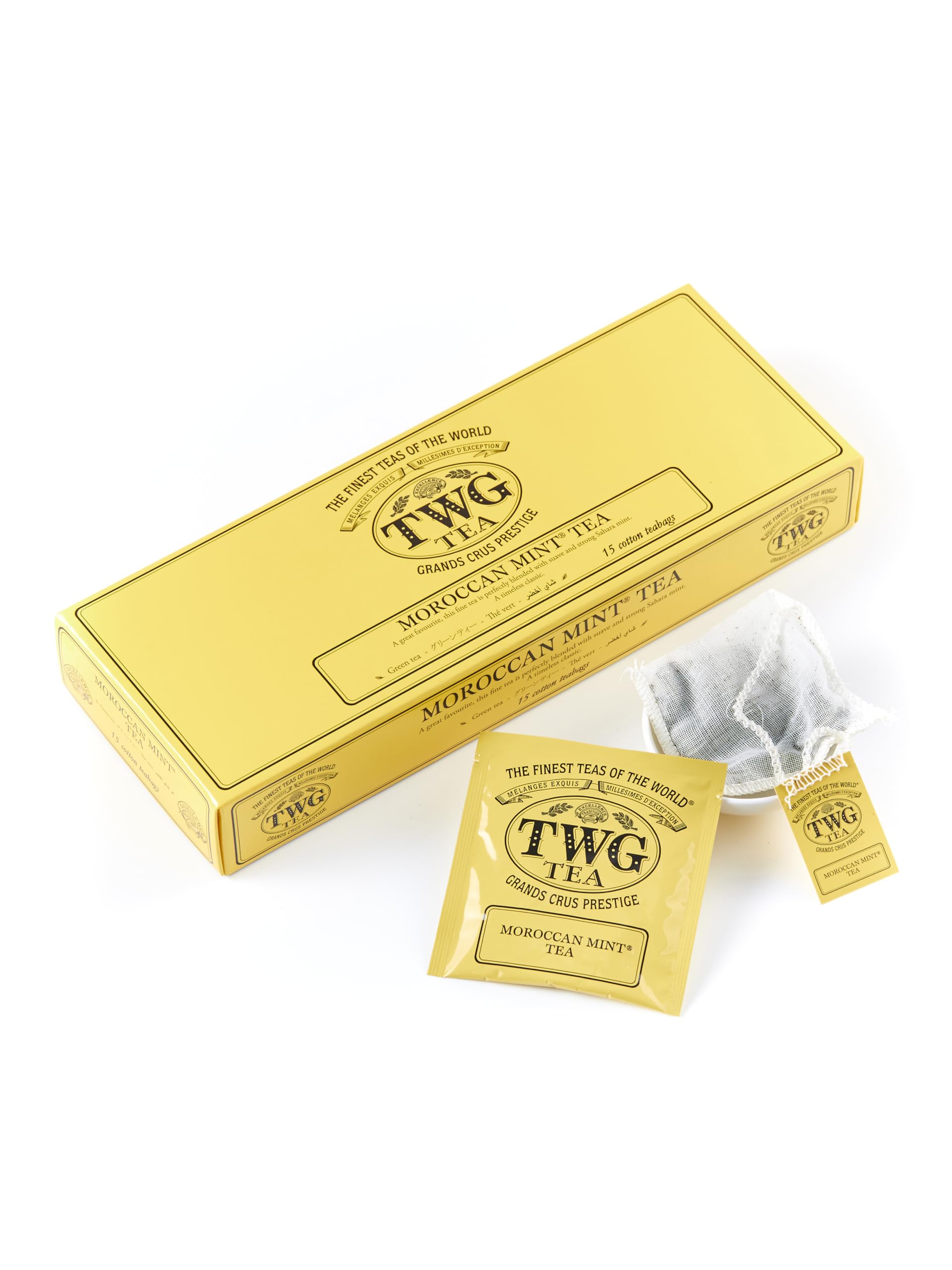 TWG Tea Moroccan Mint Tea - Green Tea with Spearmint Leaves - 15 Hand-Sewn Cotton Teabags - Gift Set 1