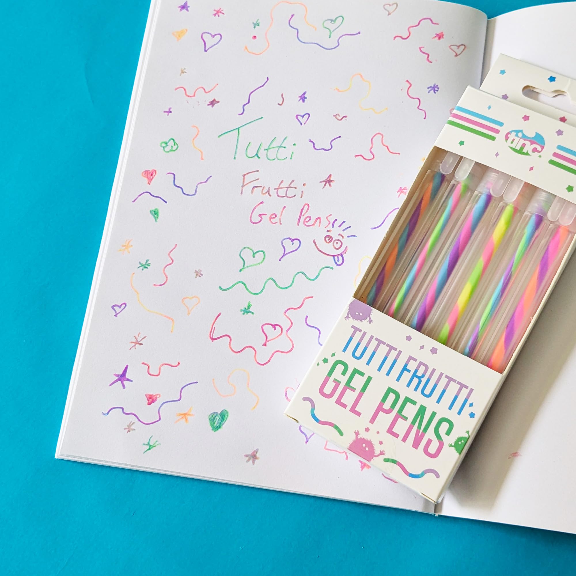 Tinc Tutti Frutti Gel Pens - Set of 6 with Rainbow Changing Ink | 0.7mm Medium Point | Multicolor 2